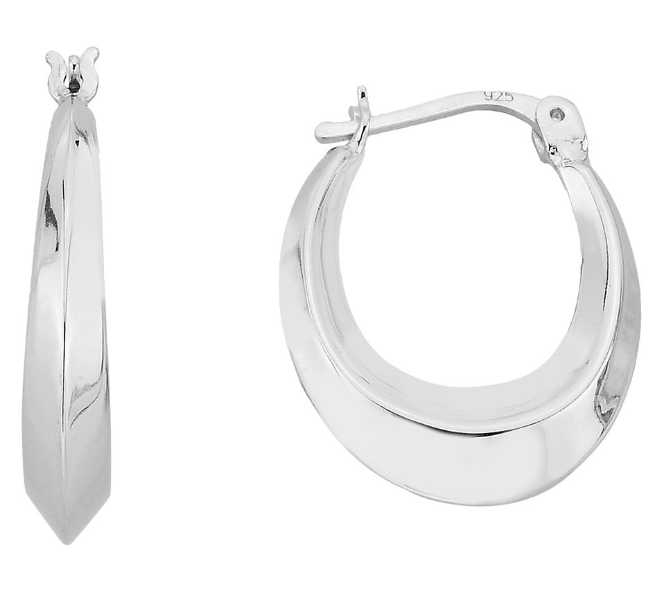 Silver Style 1" Oval Hoop Earrings, Sterling