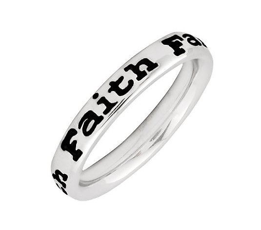 Simply Stacks Sterling Polished & Epoxy EnamelFaith Ring