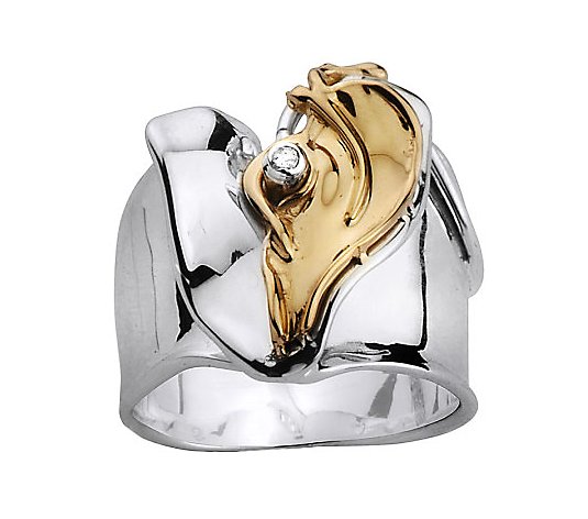 Hagit Gorali Diamond Accent Heart Ring, Sterling/14K Gold