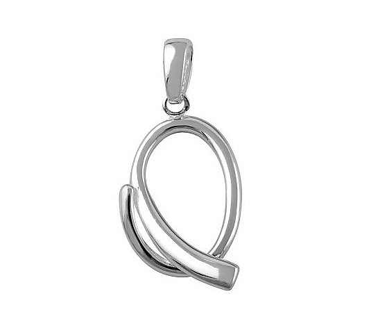 UltraFine Silver Polished Initial Pendant with18" Snake Chain