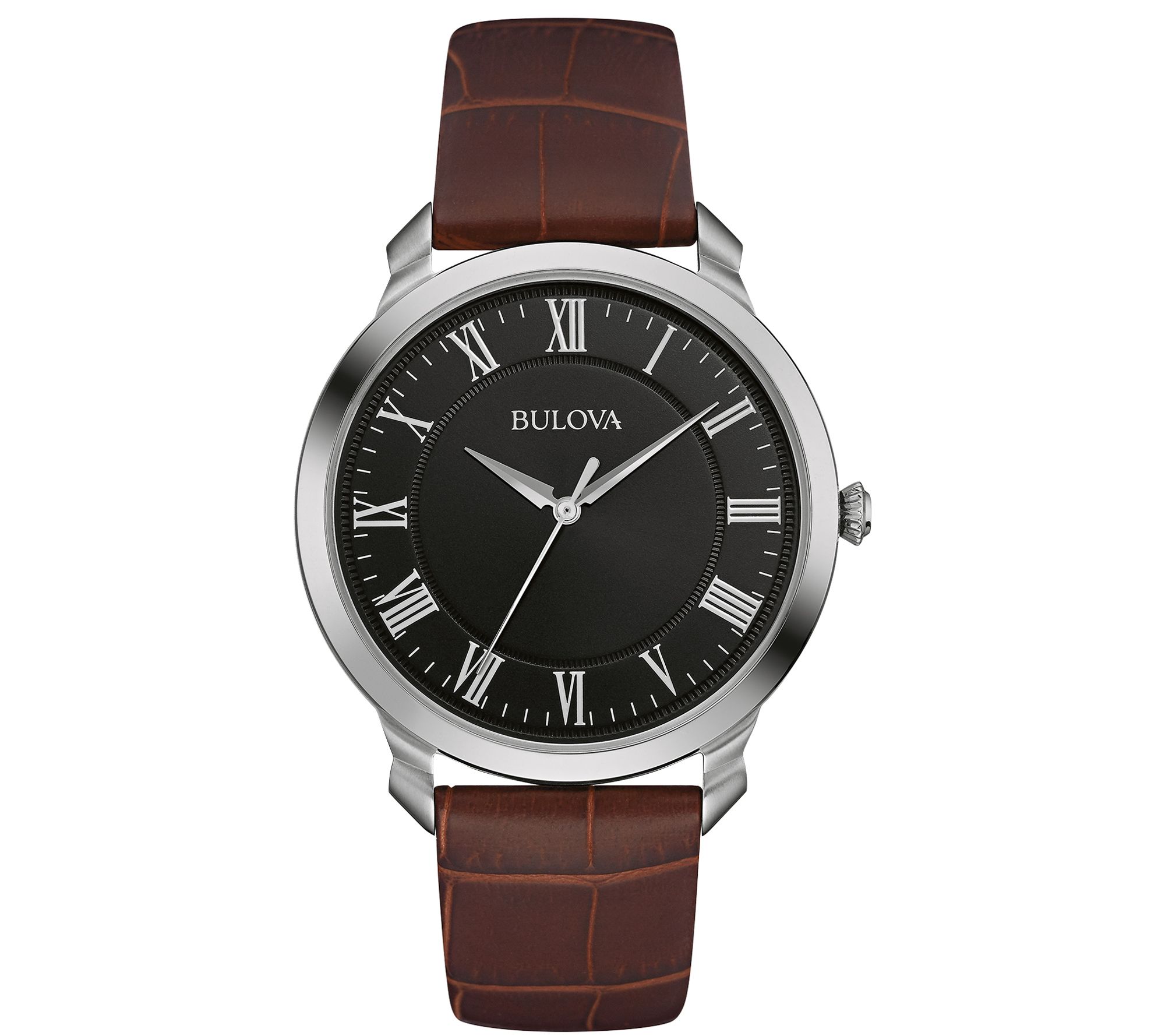 Bulova Men's Stainless Classic Brown Leather Strap Watch