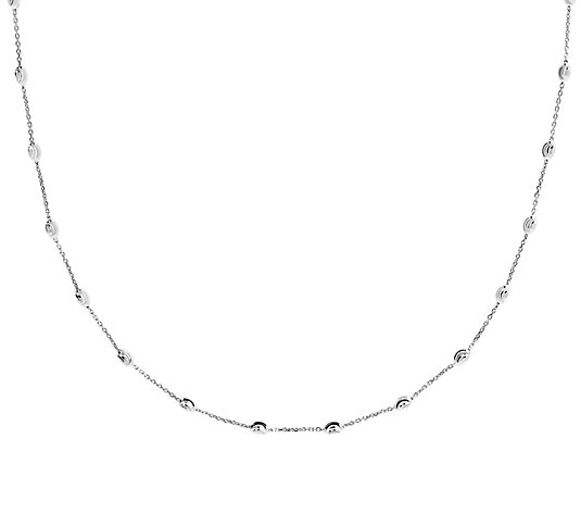 UltraFine Silver 24" Diamond-Cut Oval Bead Necklace 5.5g