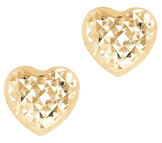 Bronzo Italia Diamond Cut Heart Stud Earrings