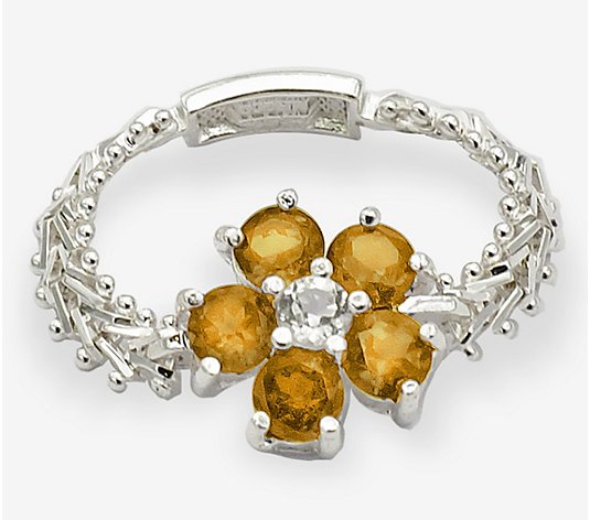 Imperial Silver Multi-Gemstone Flower Ring