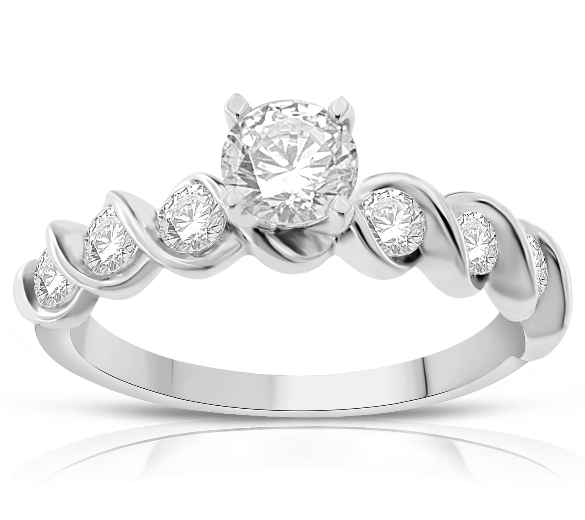 Affinity 1.00 cttw Diamond Ribboned Ring, 14K W hite Gold