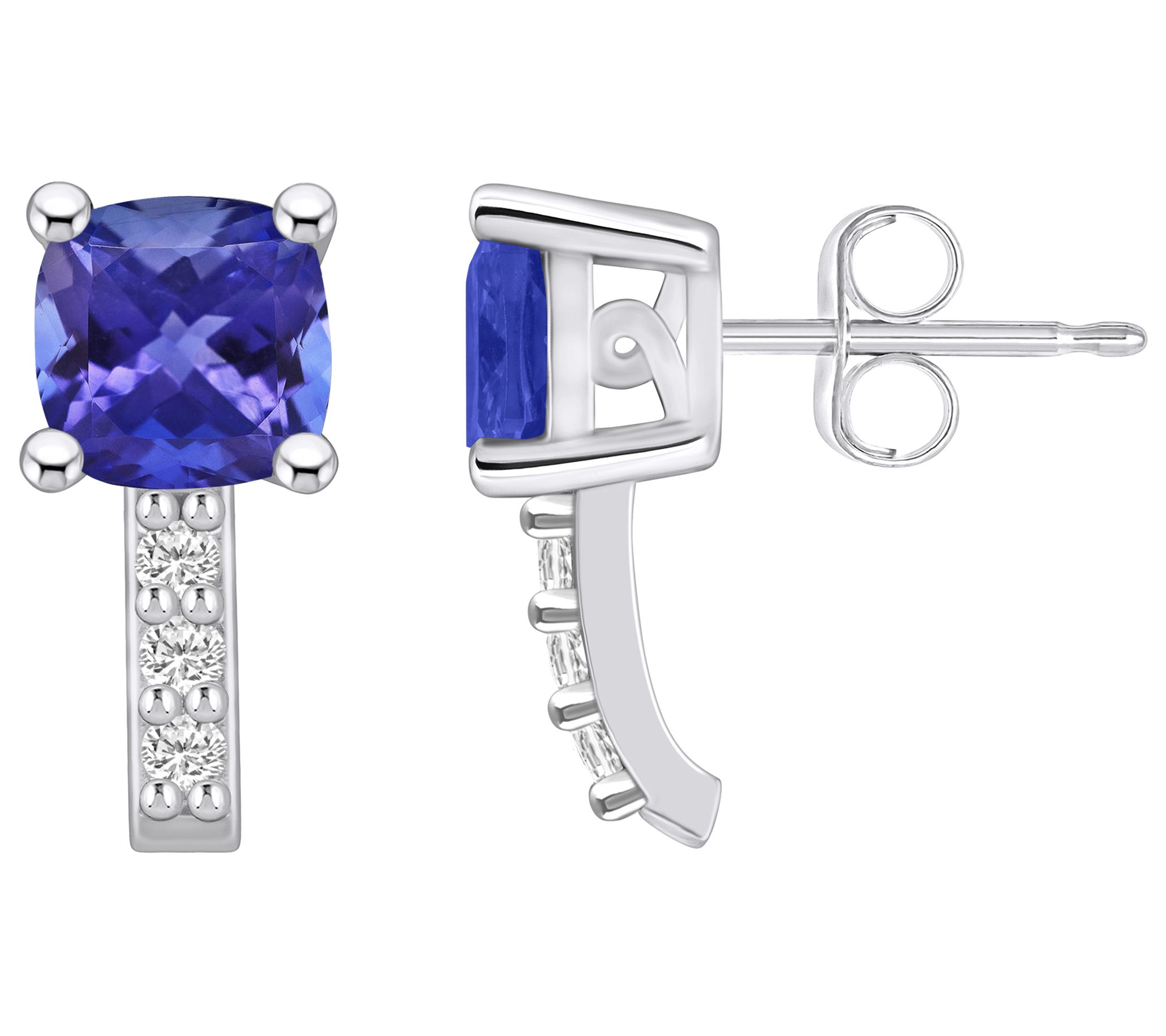Affinity Gems 14K 2.00 cttw Tanzanite 0.10 cttw Diamond Studs