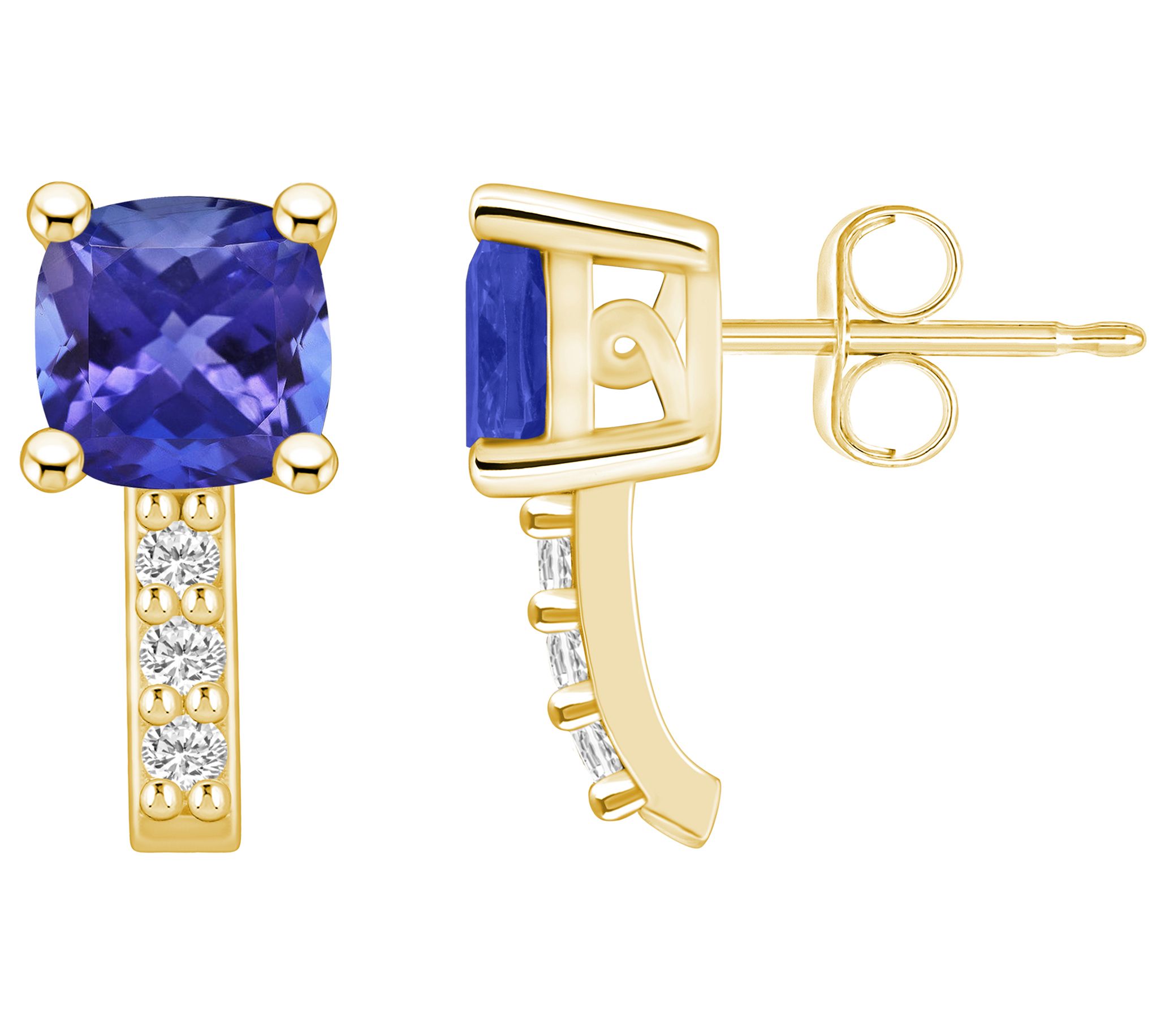 Affinity Gems 14K 2.00 cttw Tanzanite 0.10 cttw Diamond Studs