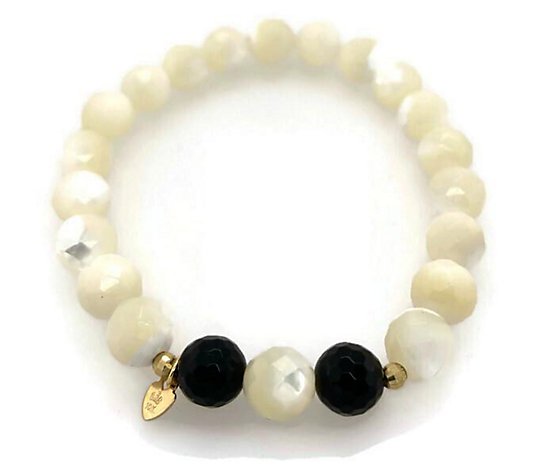 Alkeme 10K Onyx & Mother of Pearl Beaded Stretch Bracelet