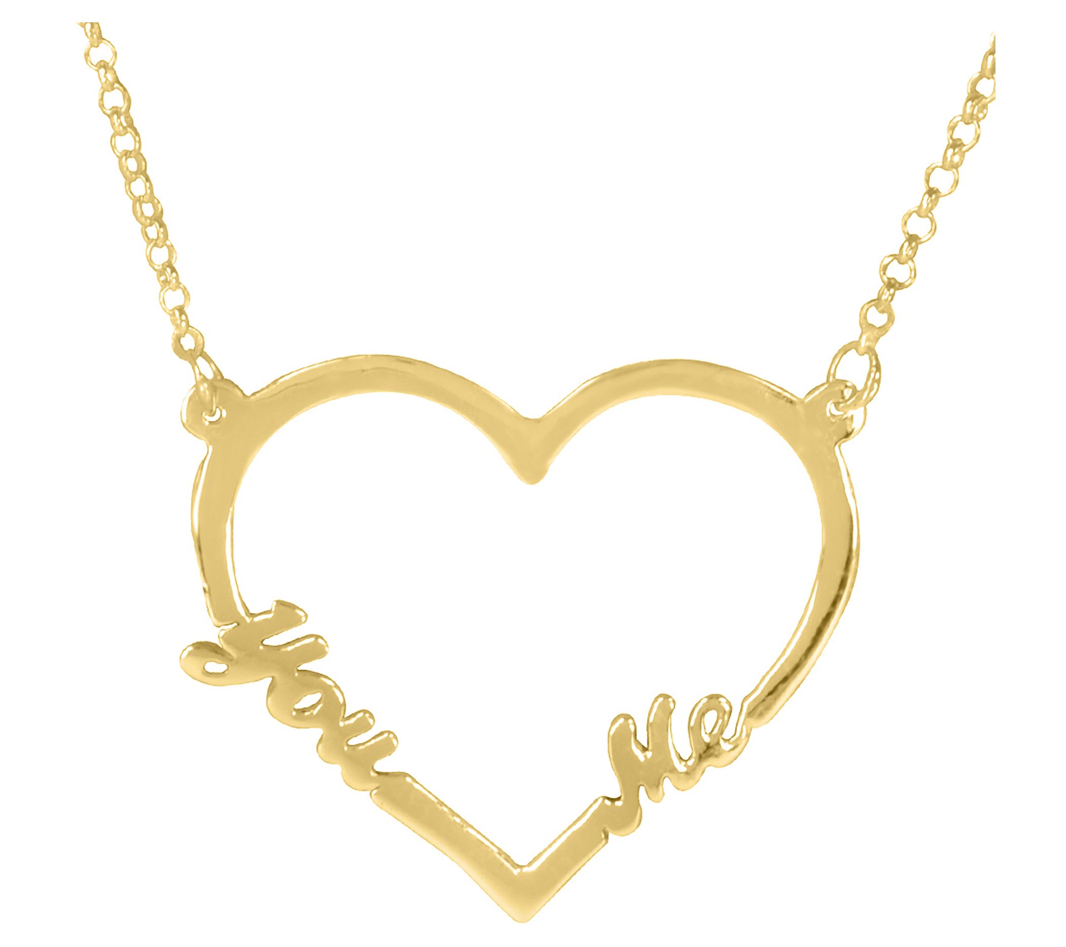 Open Heart "You Love Me" 14kt Gold Plated Neckl ace