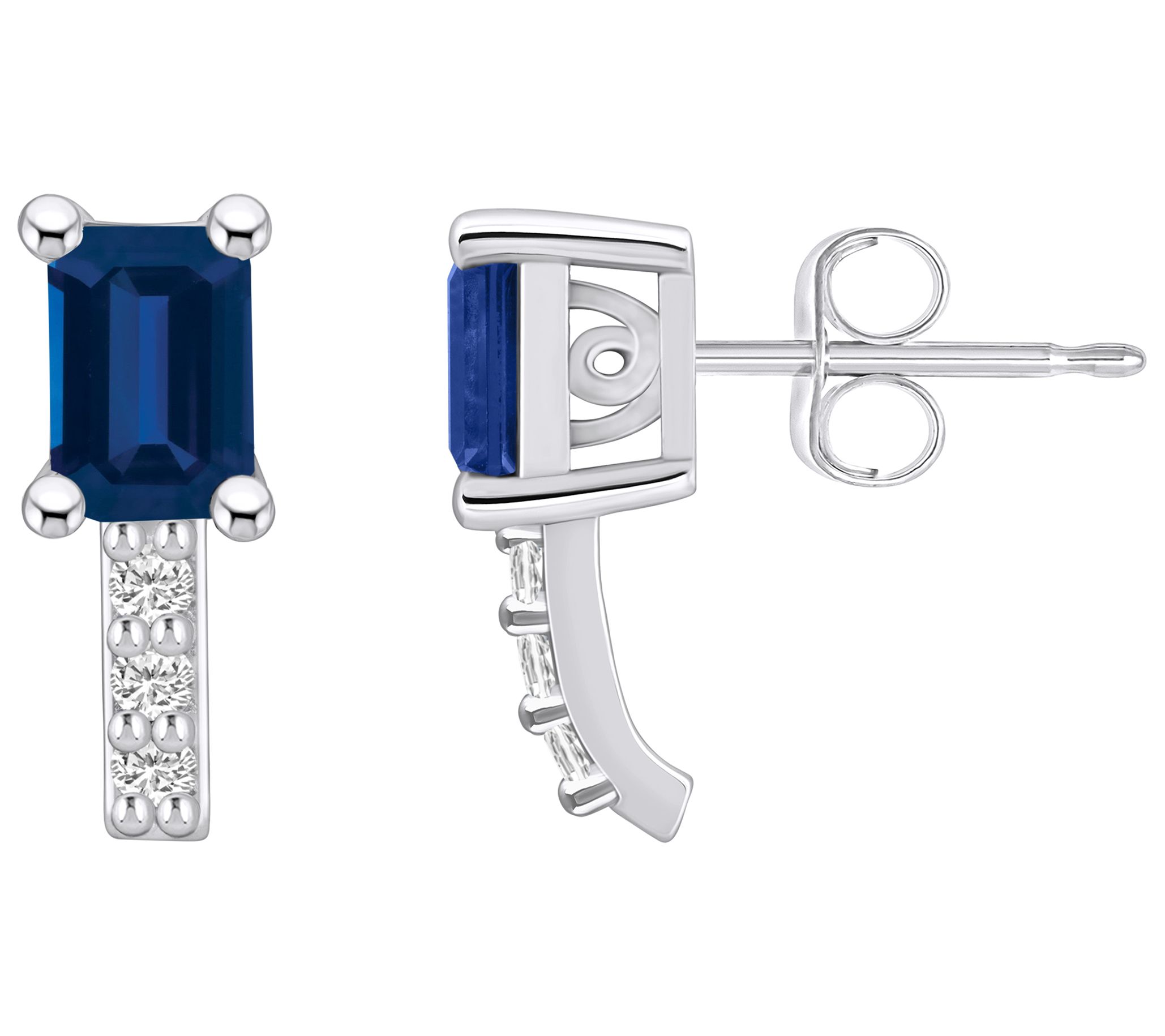 Affinity Gems 14k White Gold Emerald Gemstone Diamond Studs