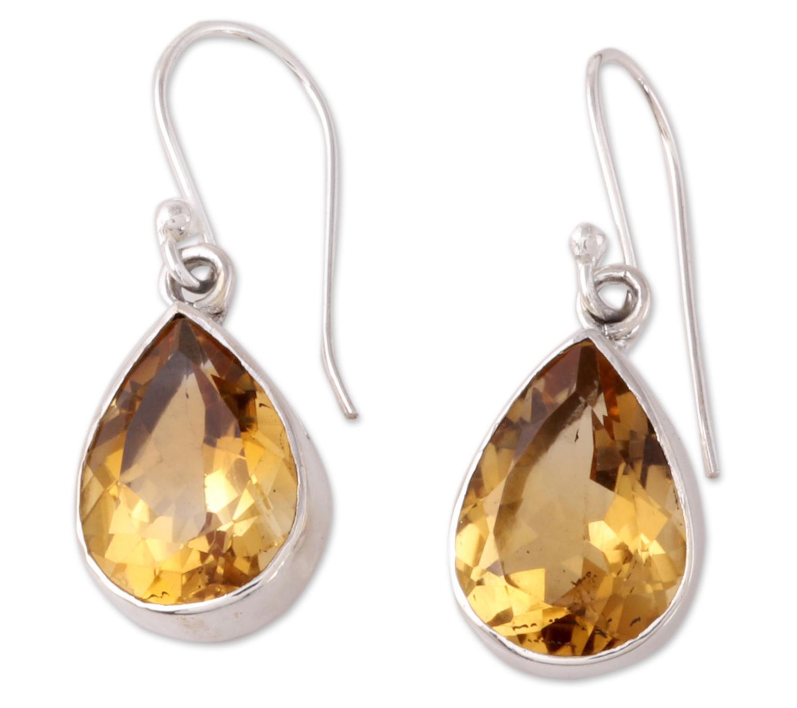 Novica Artisan-Crafted Sterling Silver Citrine Dangle Earrings