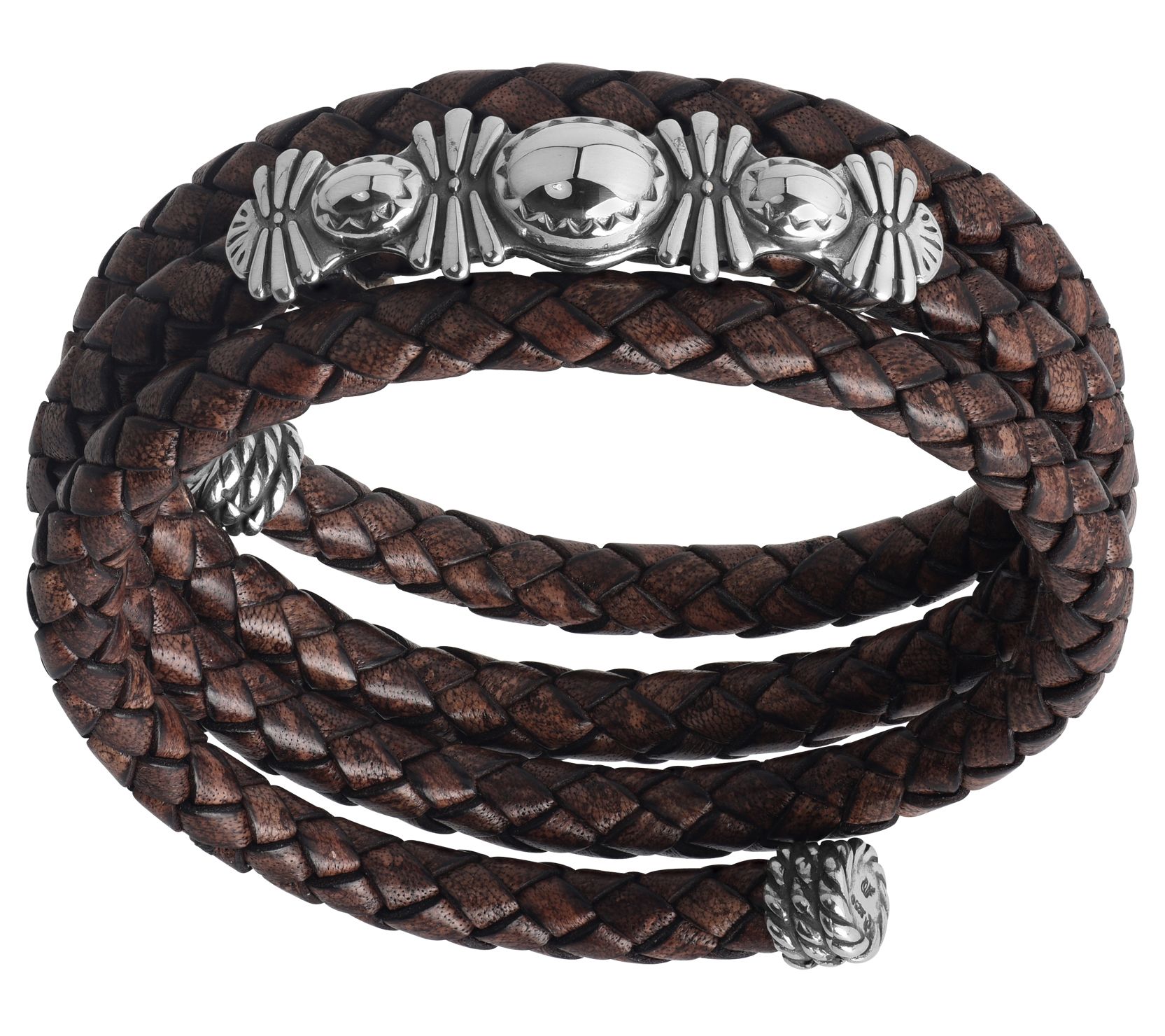 American West Sterling Classics Leather Coil Wrap Bracelet