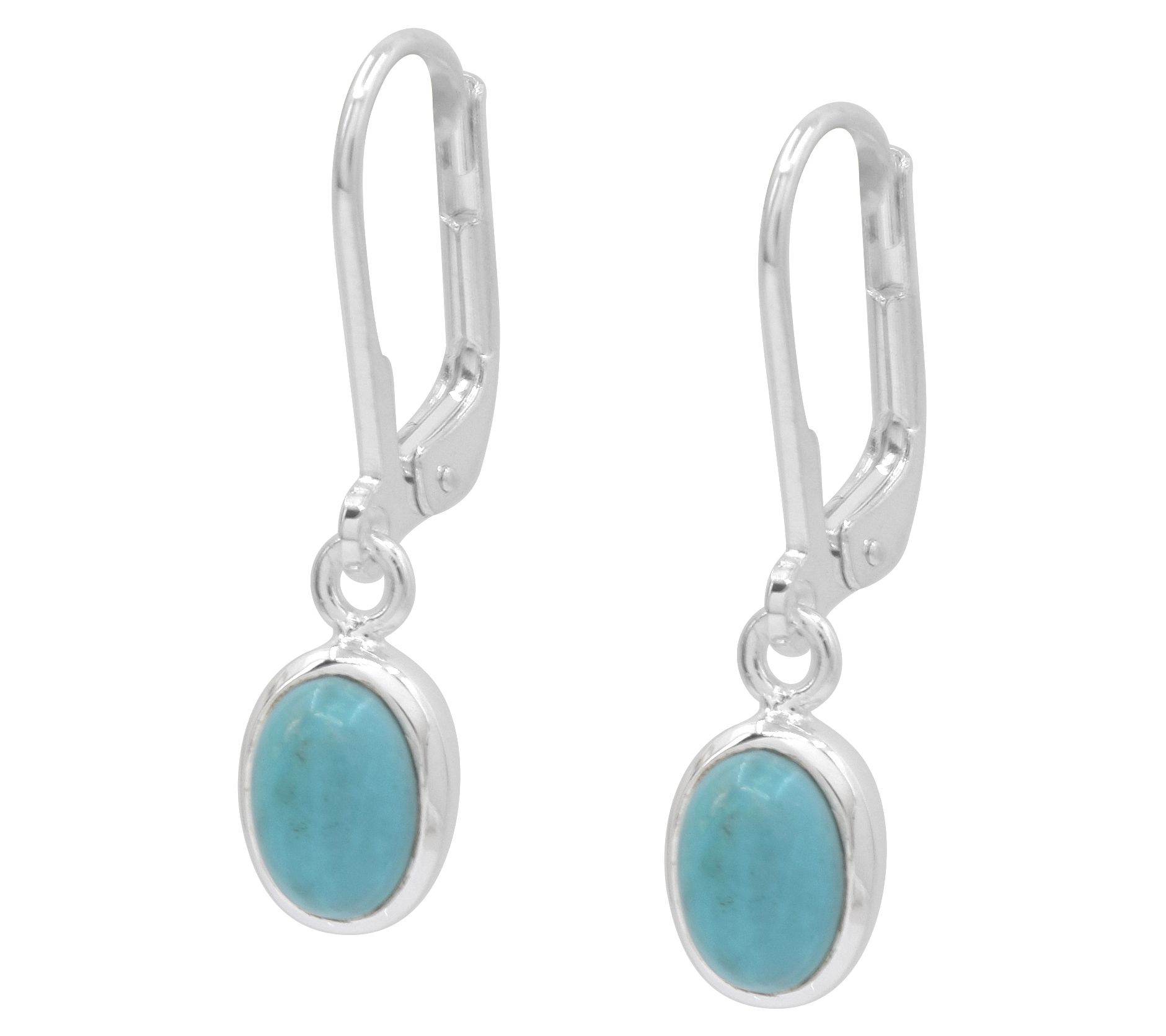Affinity Gems Turquoise Cabochon Leverback Earrings, Sterling