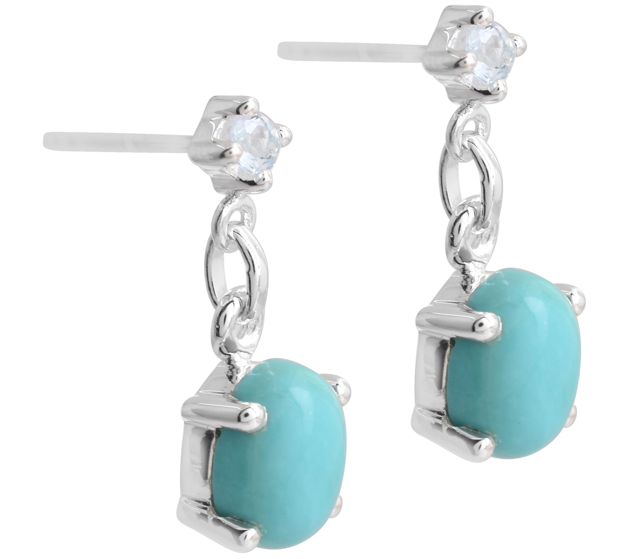 Affinity Gems Turquoise & Blue Topaz Dangle Earrings, Sterling