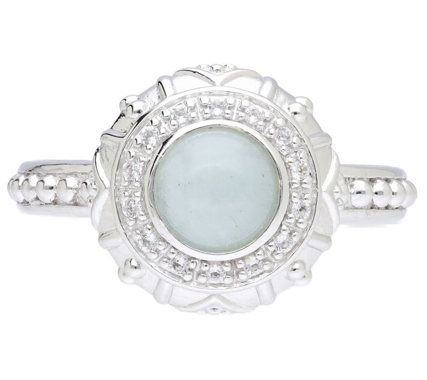Elyse Ryan Sterling Silver Multi-Gemstone Halo Ring