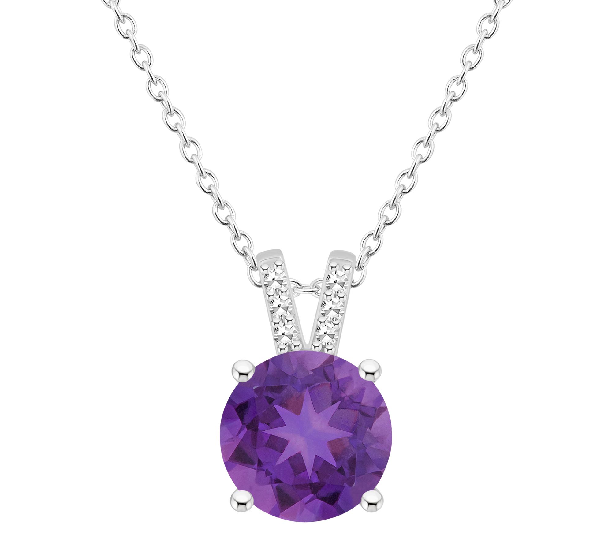 Affinity Gems Round Gemstone & Diamond Pendant w/ Chain