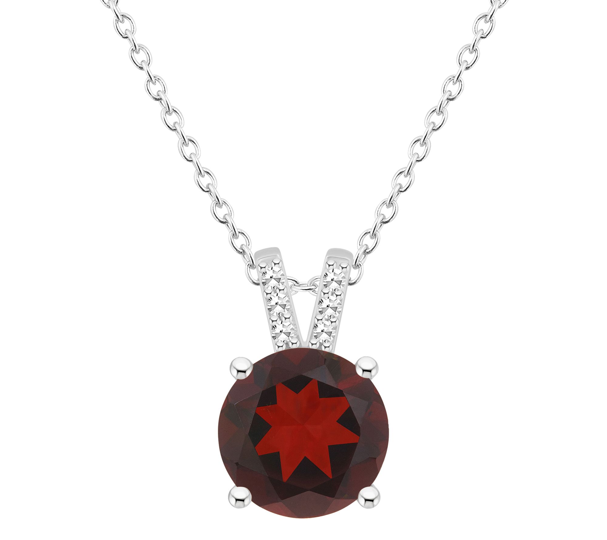 Affinity Gems Round Gemstone & Diamond Pendant w/ Chain