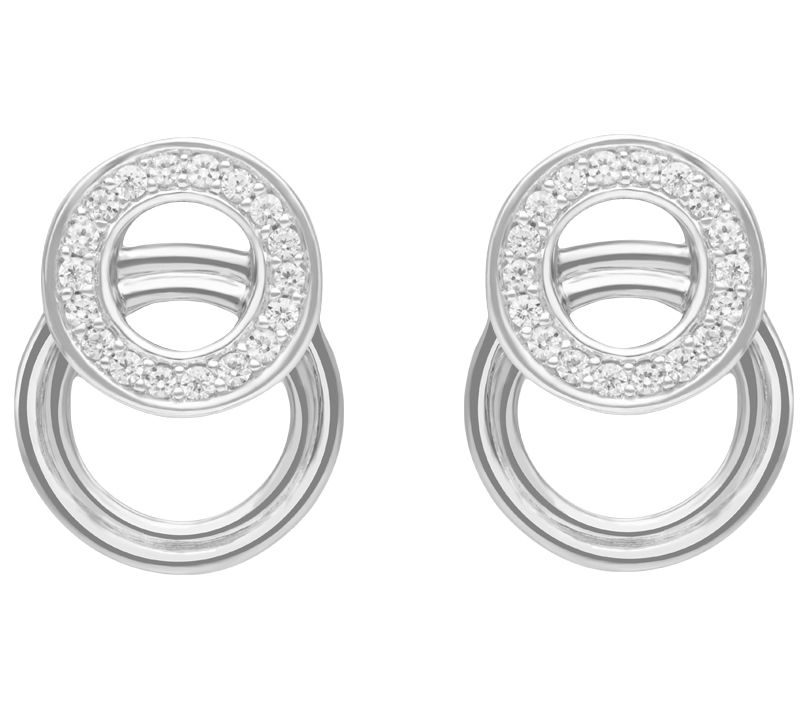 Ariva Sterling Silver Diamonique Circle Earrings