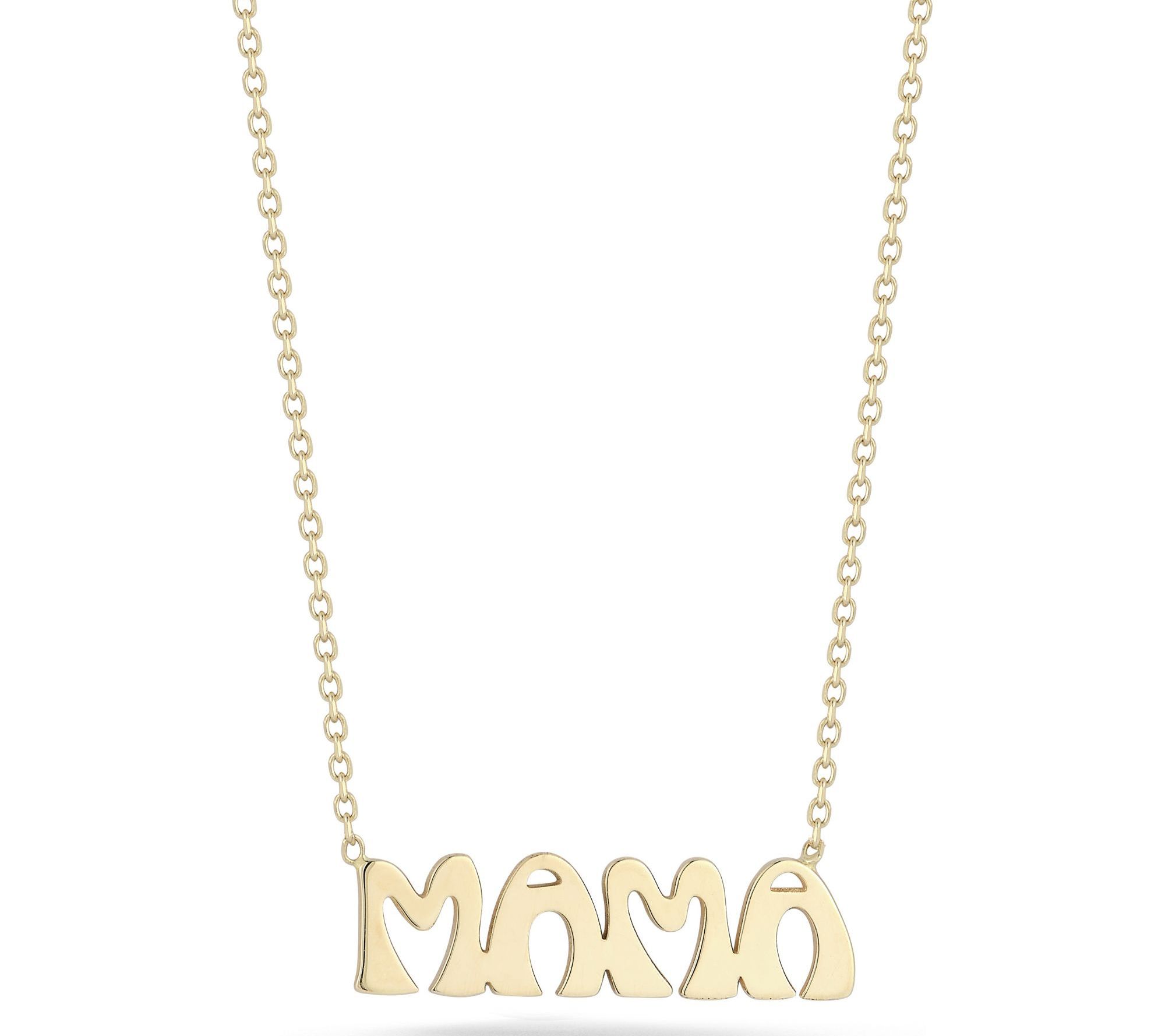 Italian Gold Groovy Mama Pendant w/ Chain, 14K