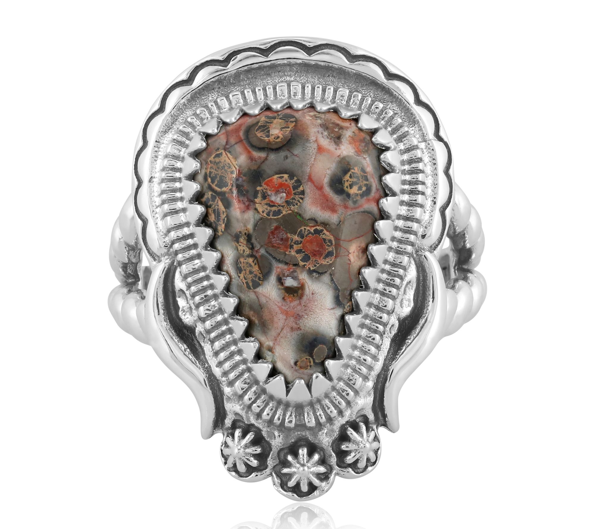 American West Sterling Silver Gemstone Split Shank Rope Ring