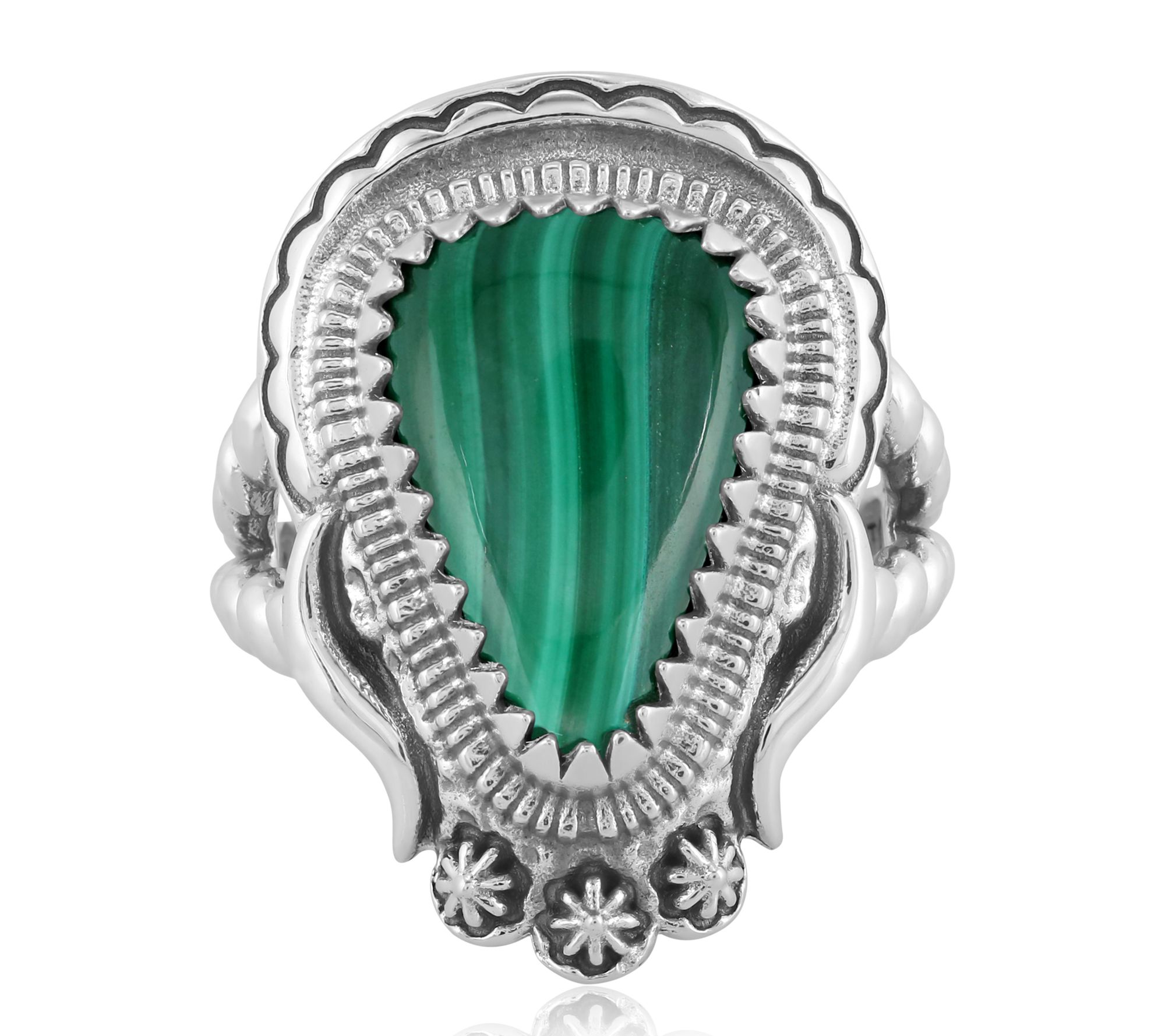 American West Sterling Silver Gemstone Split Shank Rope Ring