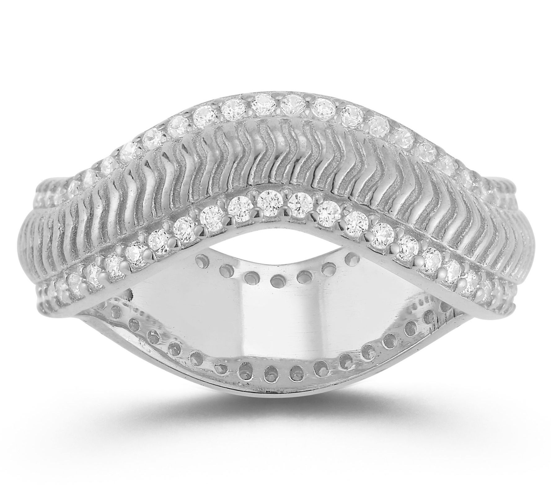 Sterlina Silver Bold Ribbed Wave Ring, Sterling