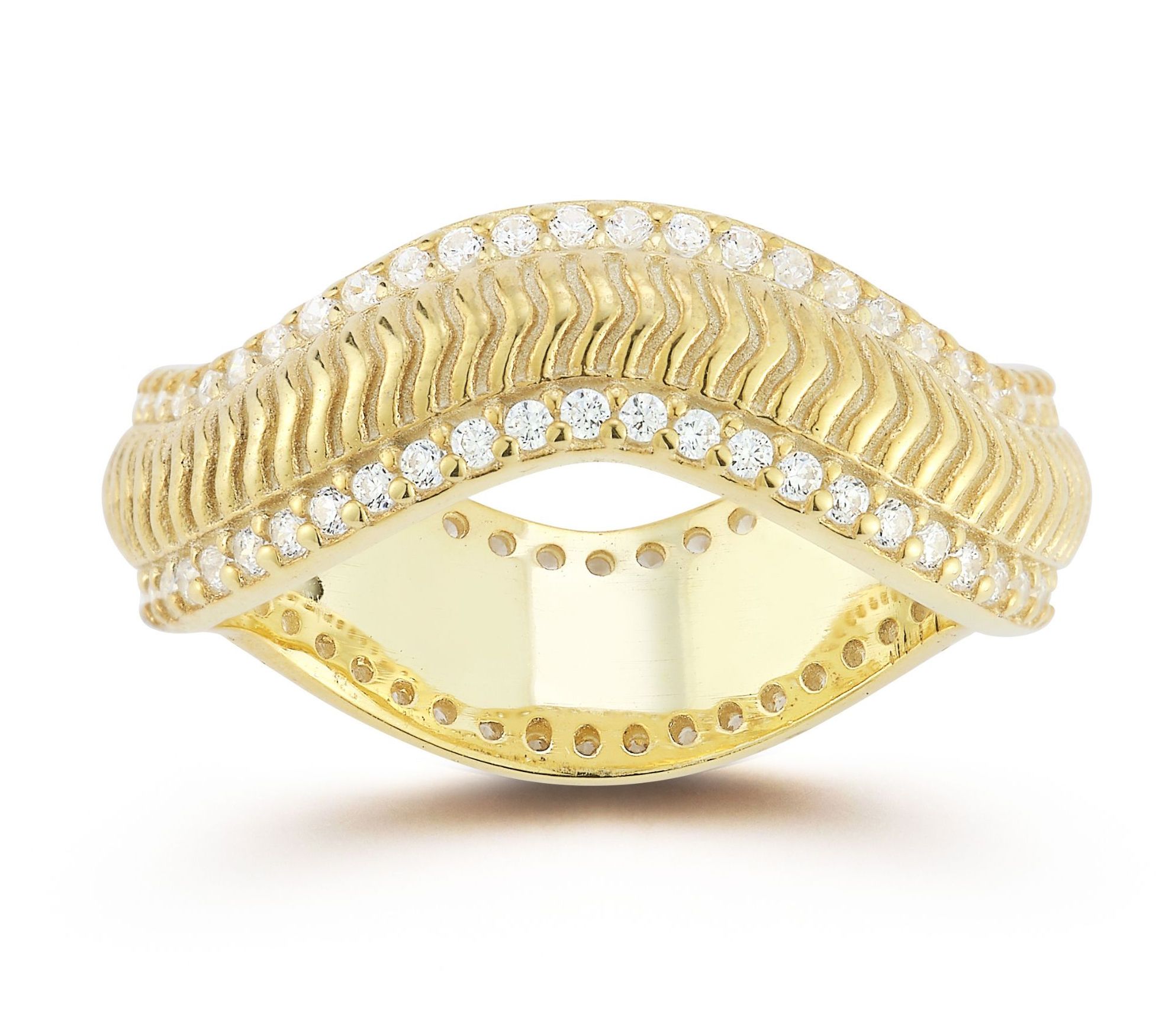 Sterlina Silver Bold Ribbed Wave Ring, Sterling