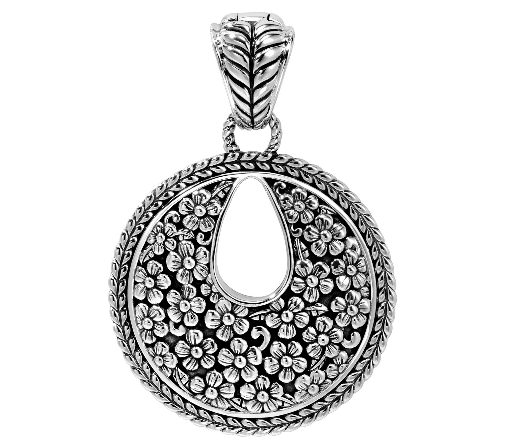 JAI Sterling Silver Floral Textured Disk Enhancer