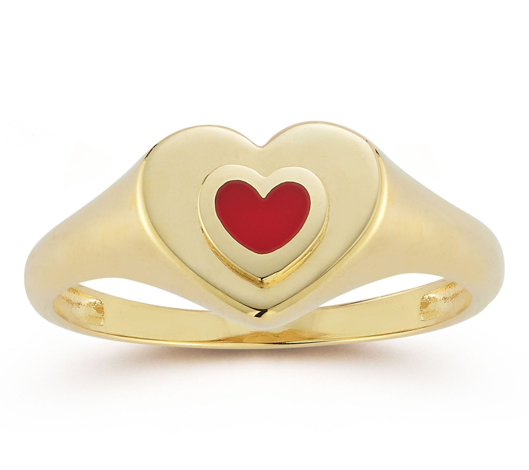 Luminosa Gold Enamel Heart Signet Ring, 14K