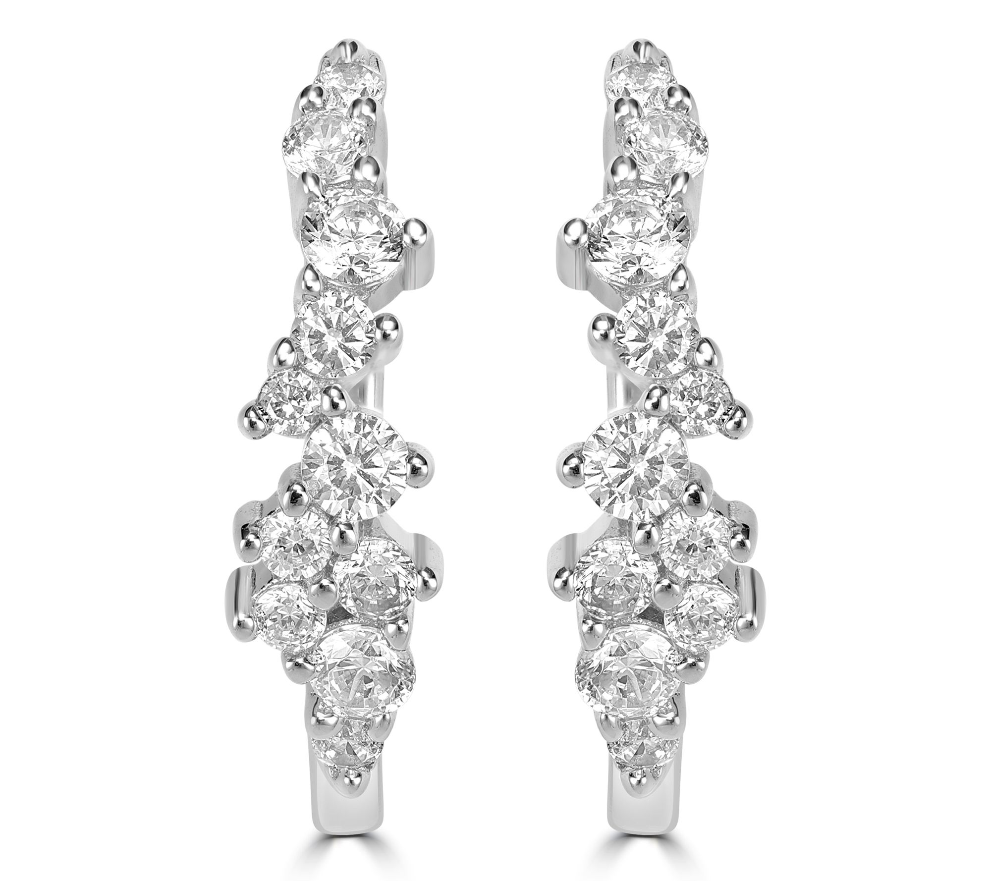 Diamonique x Kathy Levine Scattered Hoop Earrings, Sterling