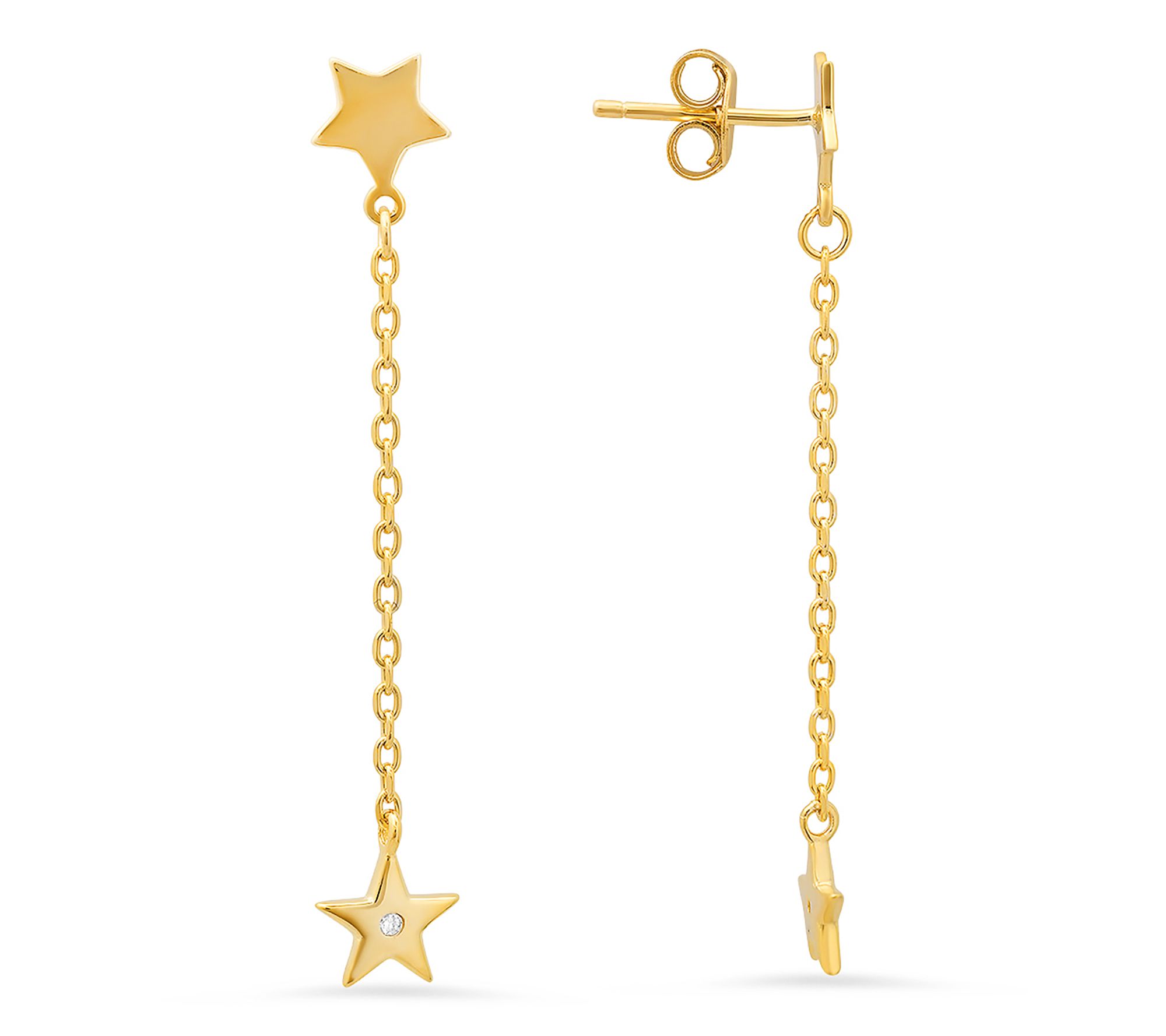 Diamonique Dangling Stars Earrings, Sterling Silver