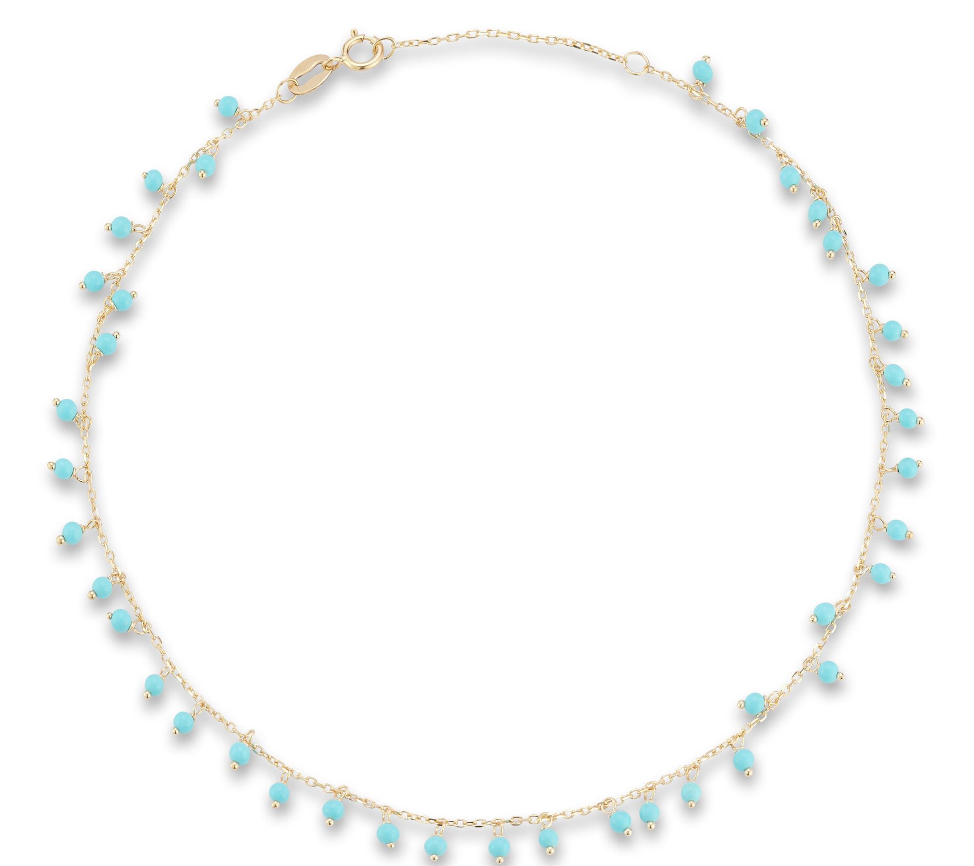 Italian Gold Turquoise Charm Ankle Bracelet, 14K