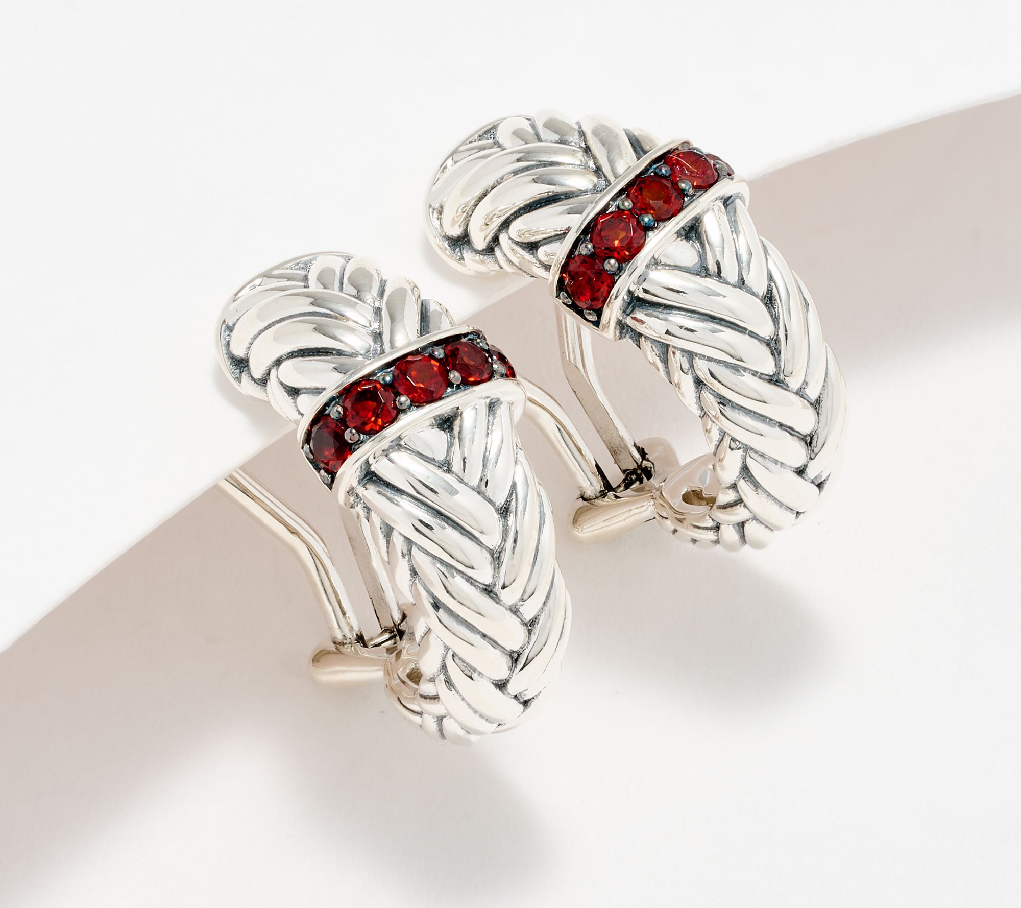JAI Sterling Silver Legacy Woven Texture Pave Earrings