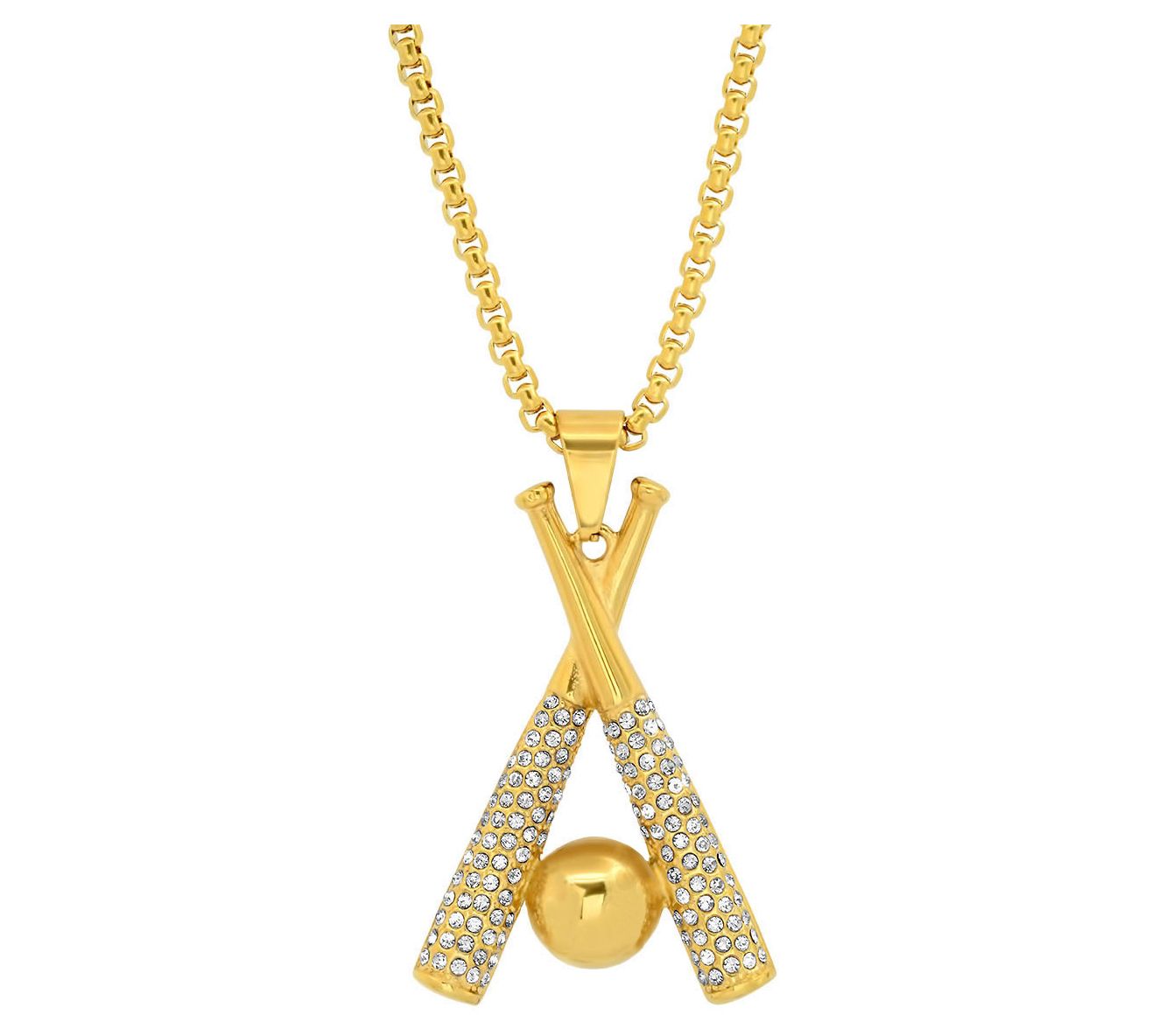 Steel By Design Men's 18K Plated Baseball Bat Pendant w/ Chain