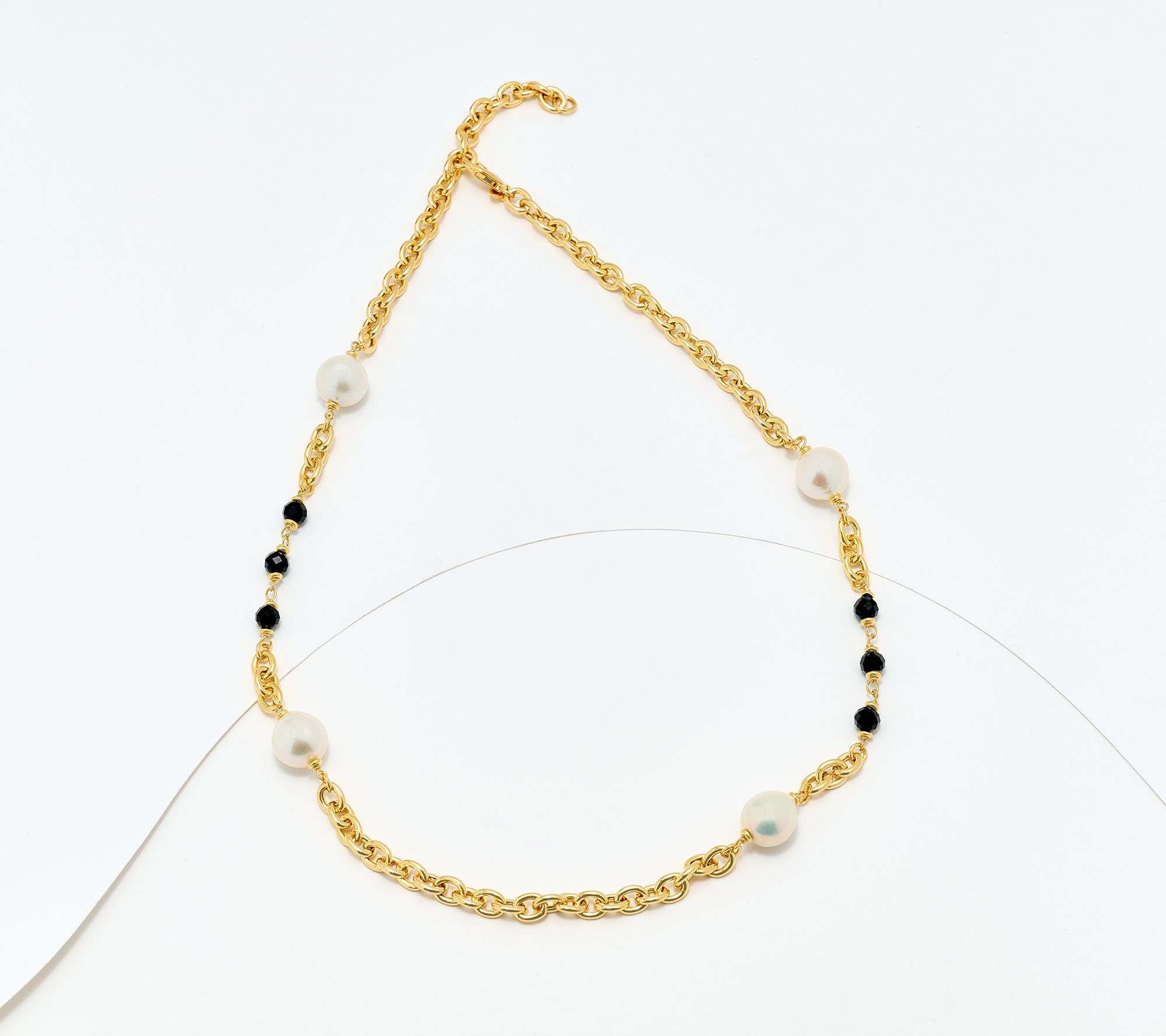 Honora Bronze Cultured Pearl & Black Spinel 24" Rolo Necklace