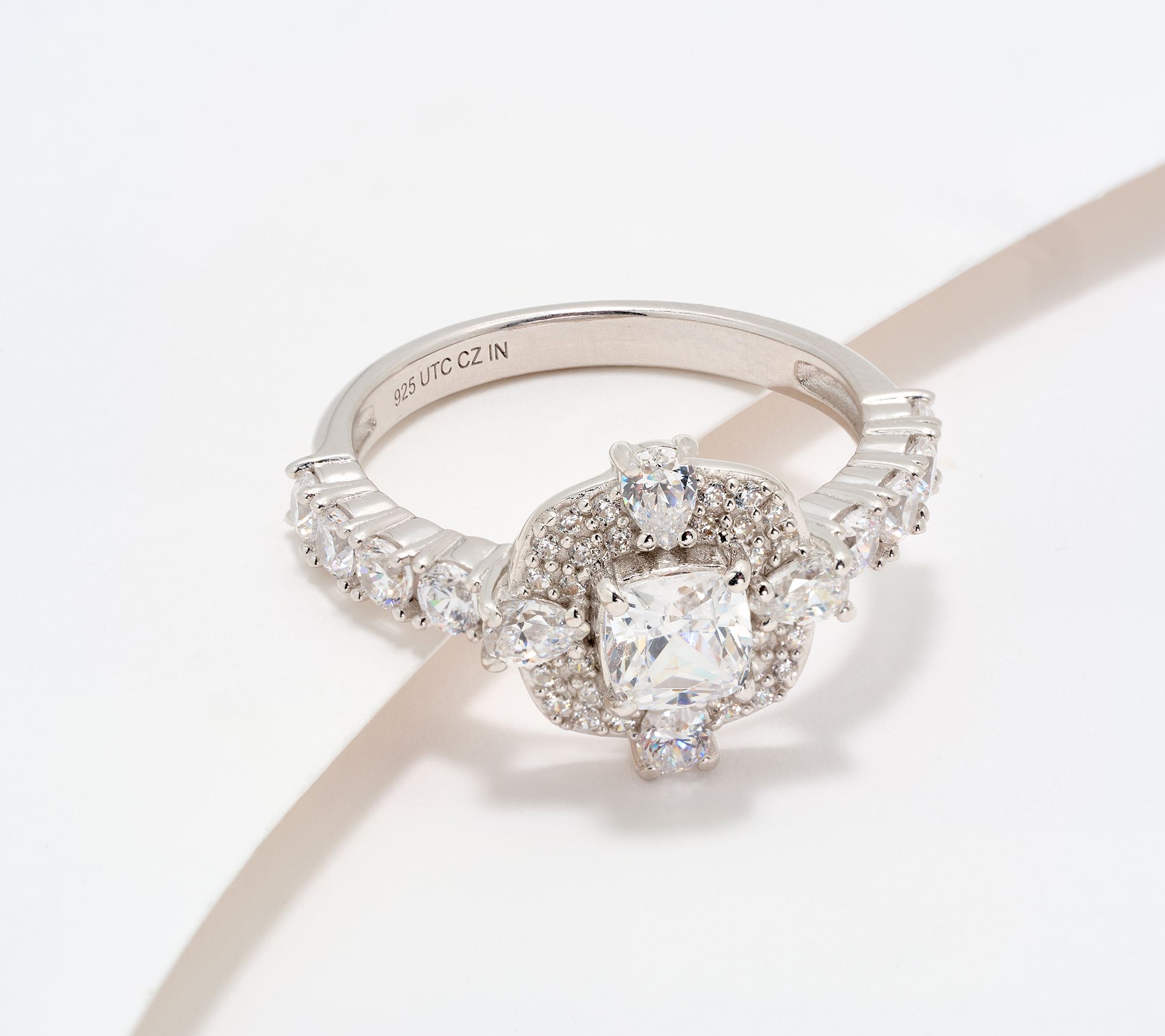 Diamonique x Kathy Levine Treasure Chest Halo Ring, Sterling Silver