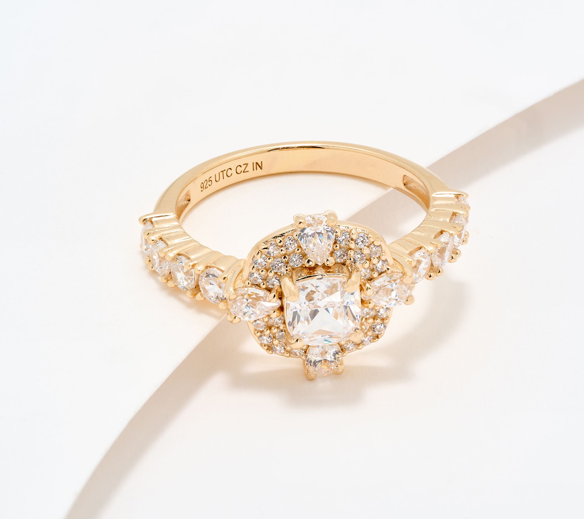 Diamonique x Kathy Levine Treasure Chest Halo Ring, Sterling Silver