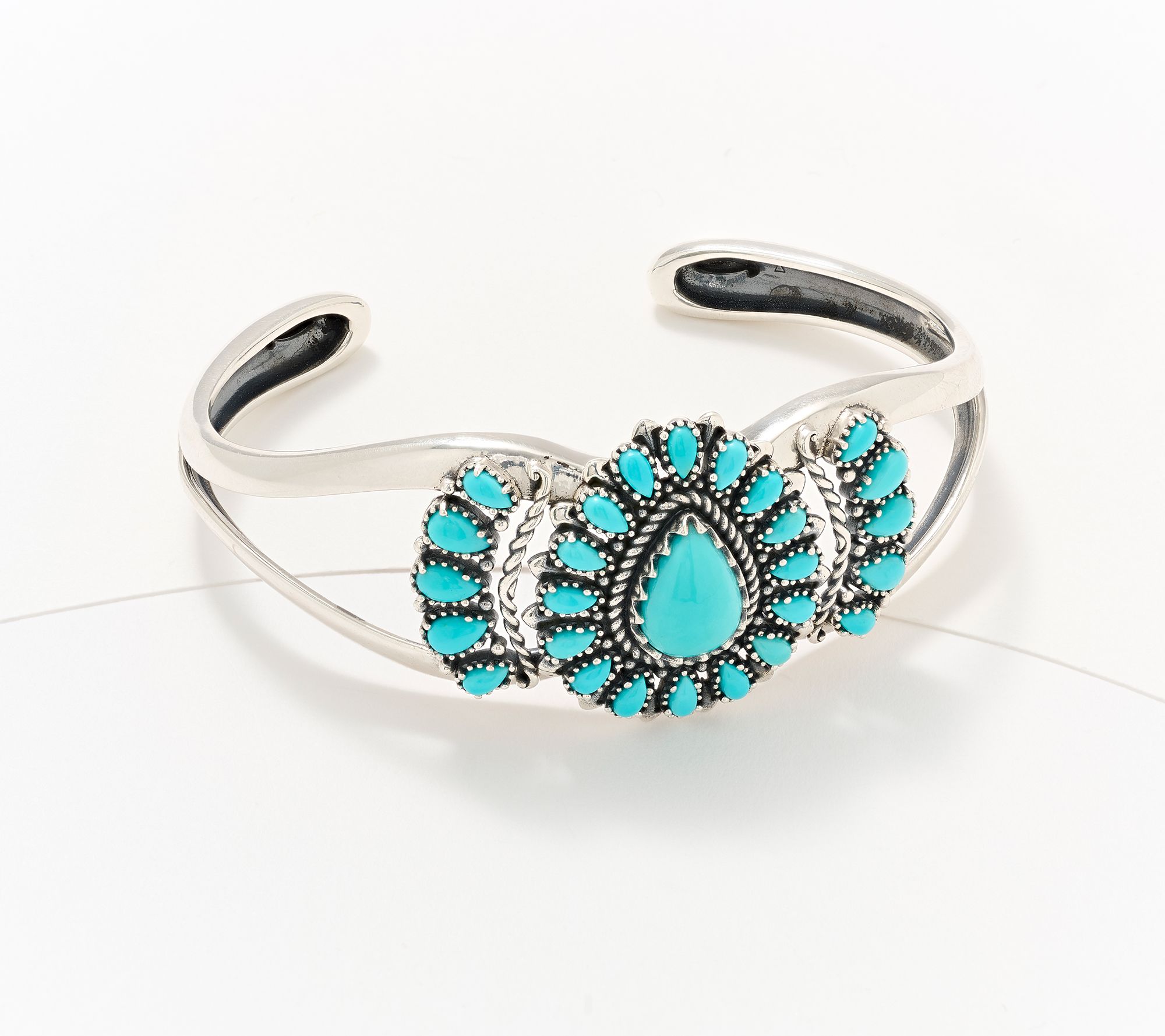 American West Sleeping Beauty Turquoise Cluster Cuff, Sterling Silver