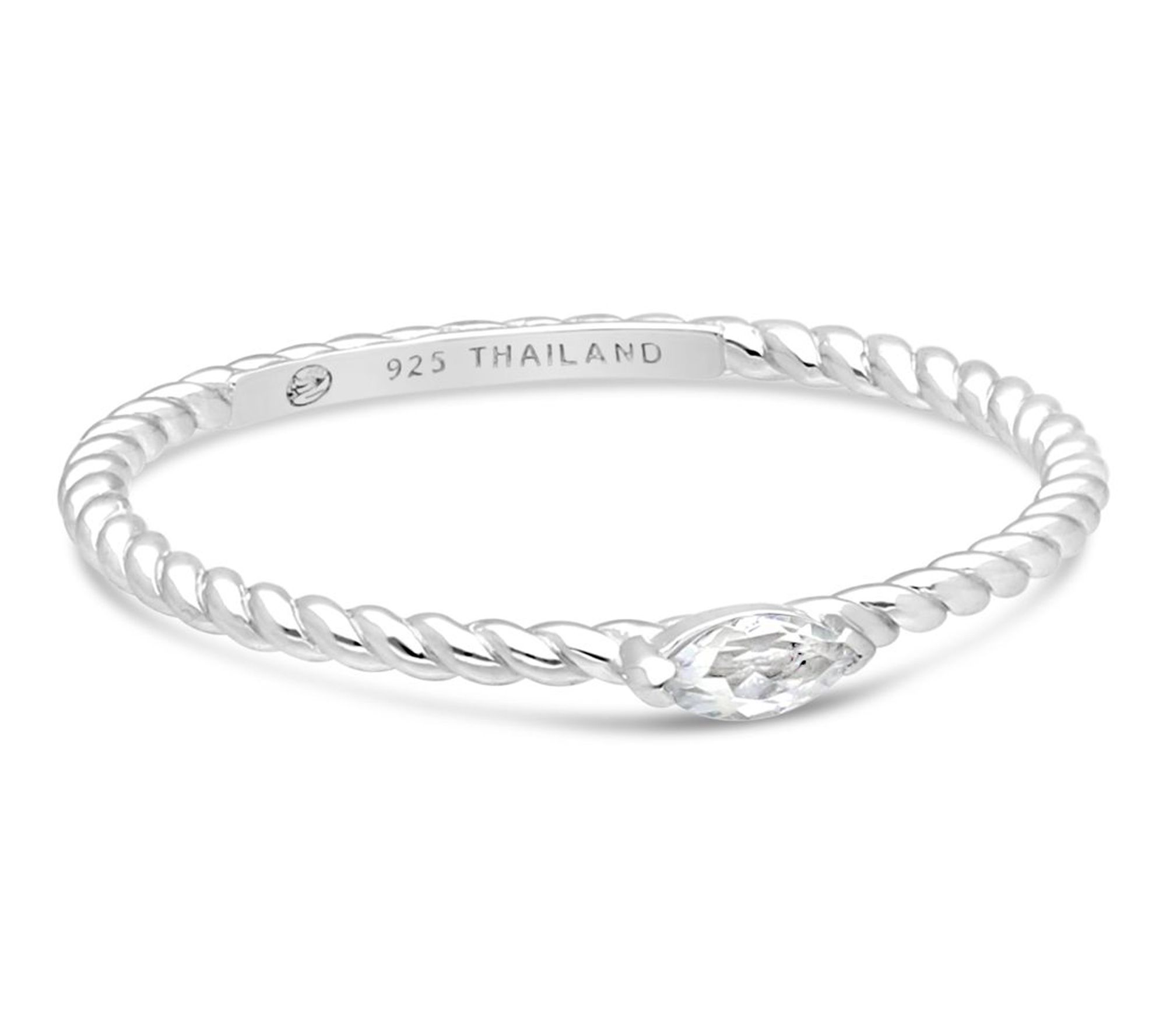 Goddaughters Sterling White Topaz Twist Stackable Ring