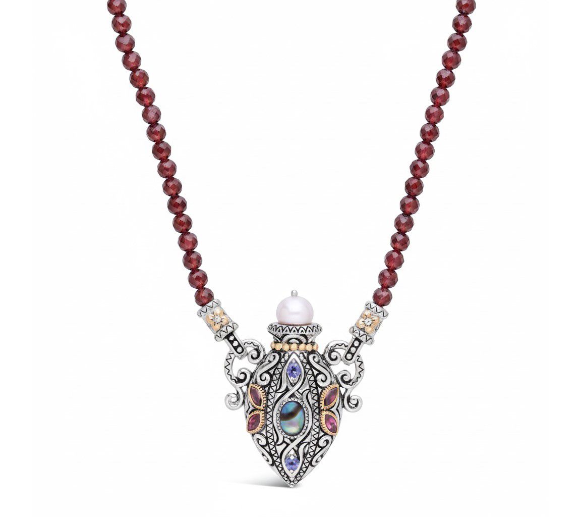 Barbara Bixby Silver & 18K Gold Gemstone BottleNecklace
