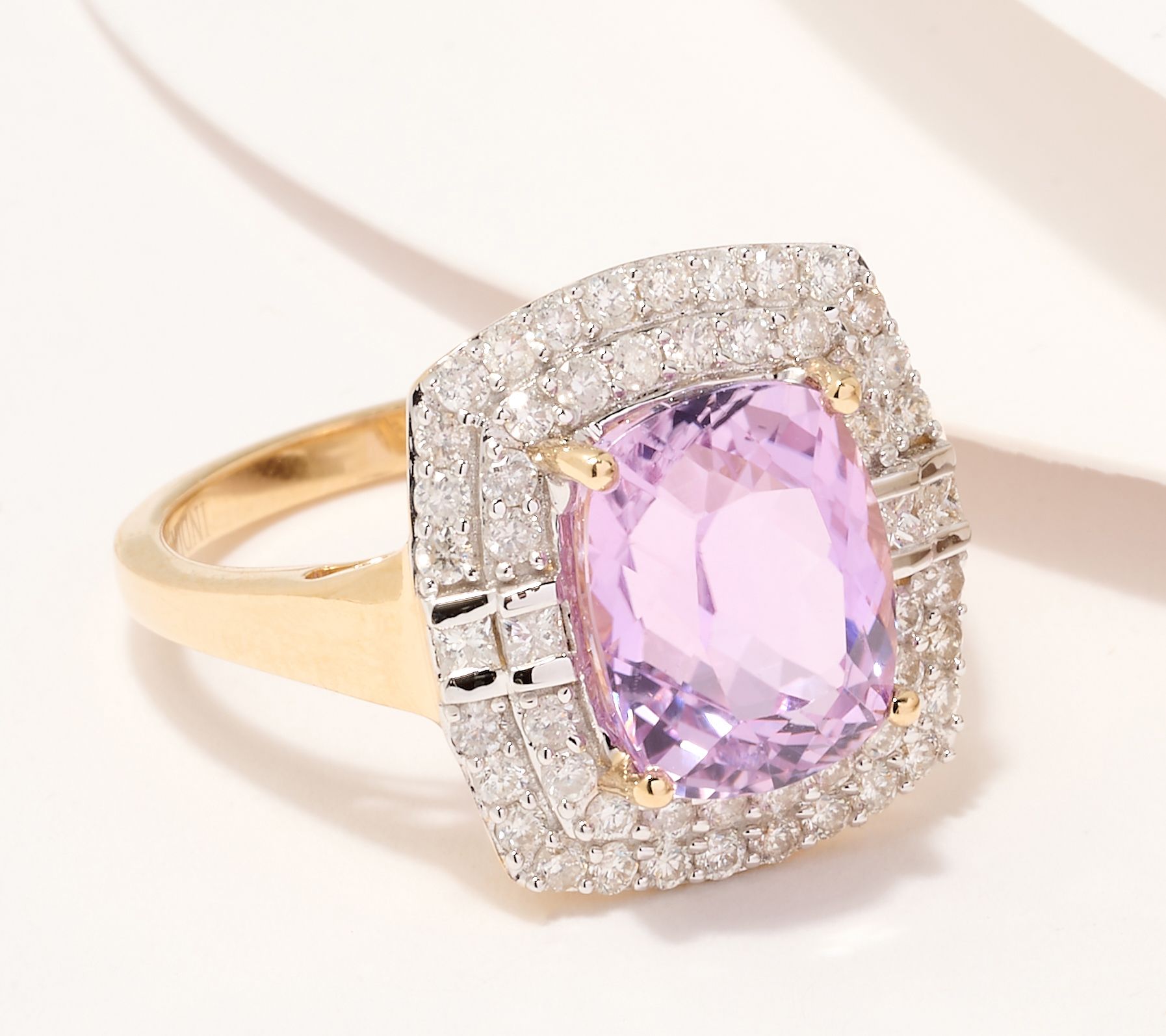 "As Is" Affinity Gems Kunzite & White Diamond Ring, 14K Gold