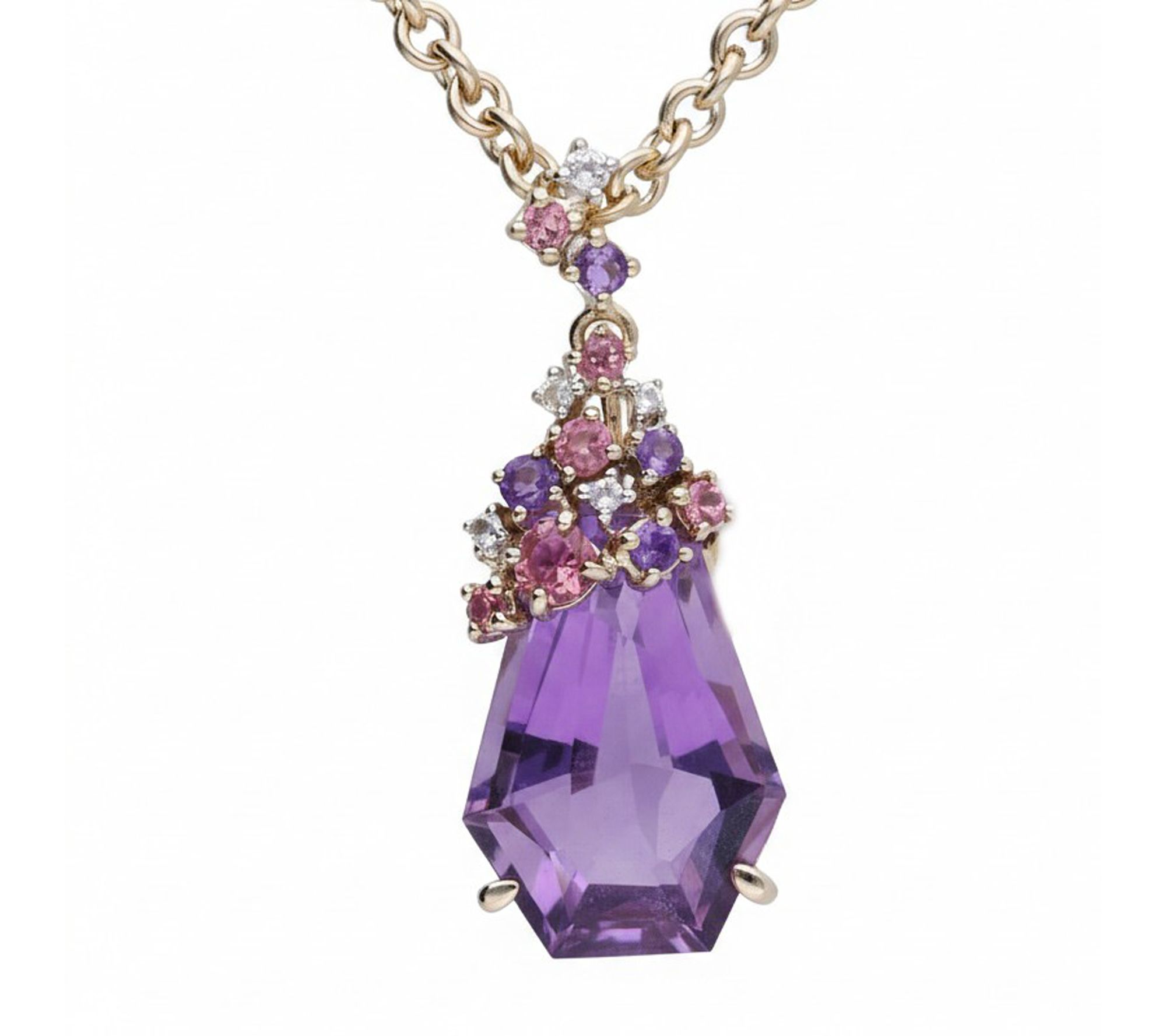 Ariva 18K Clad Amethyst, Tourmaline & Topaz Fantasia Necklace