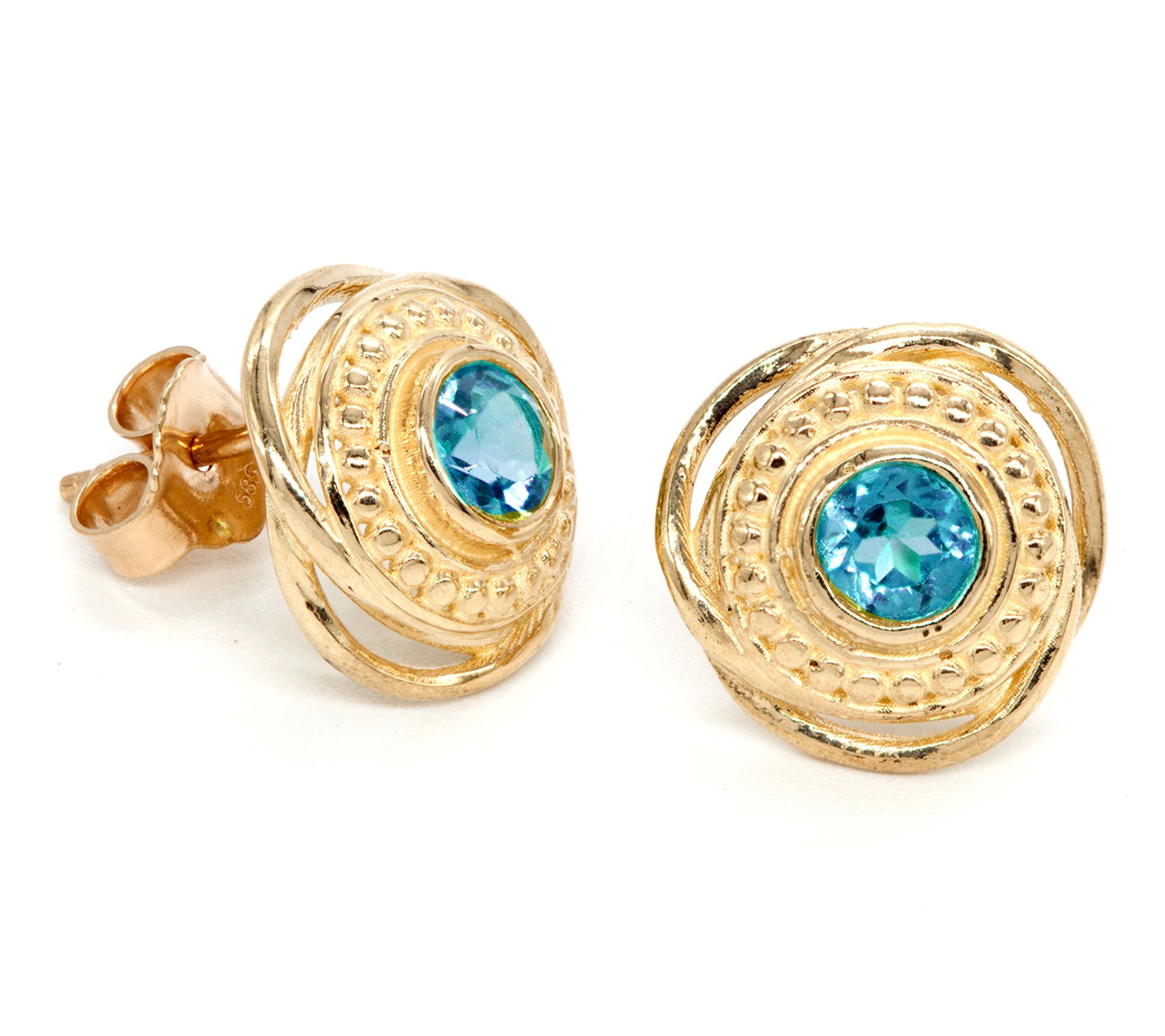 Adi Paz 14K Gold Textured Gemstone Earrings