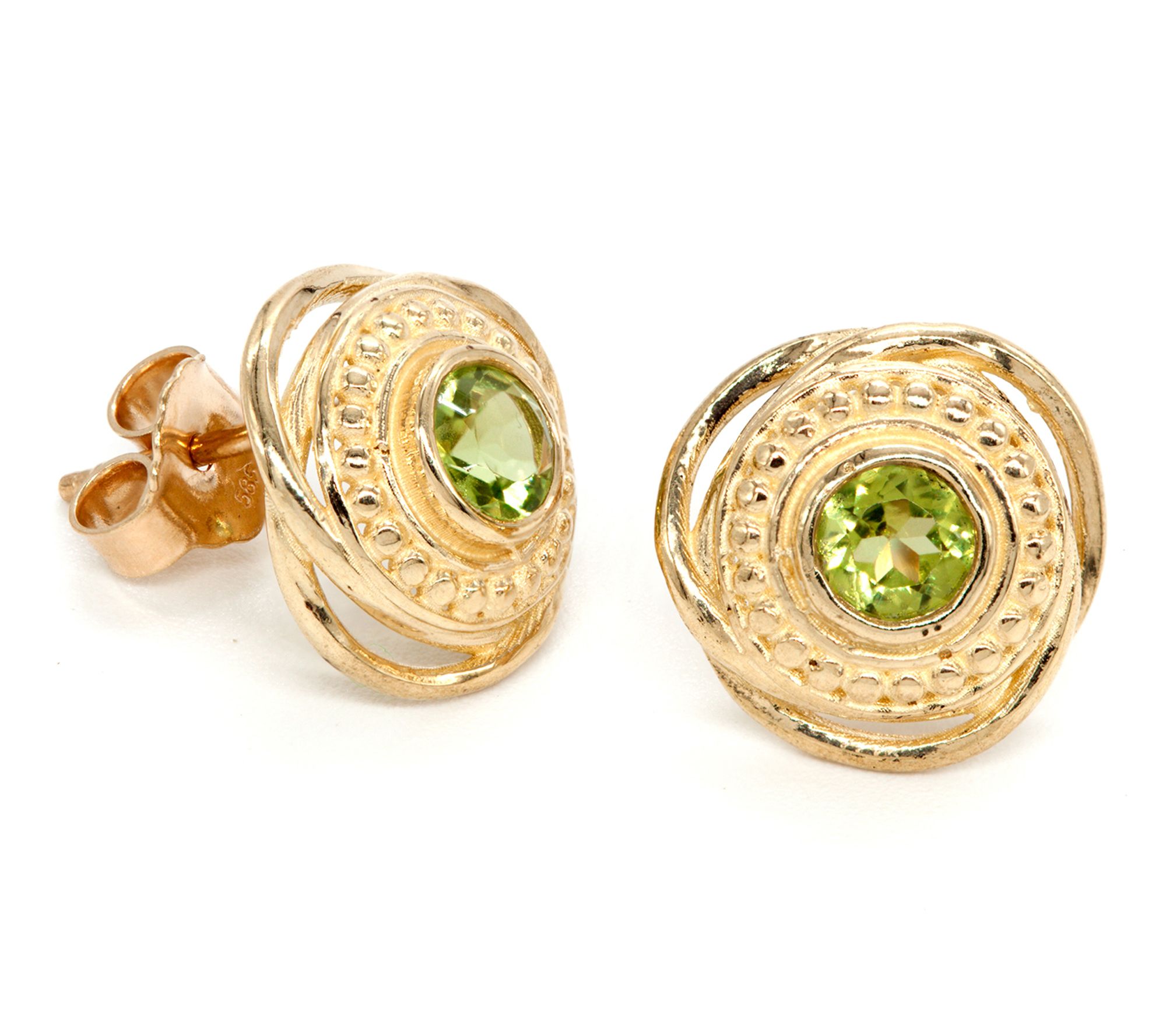 Adi Paz 14K Gold Textured Gemstone Earrings