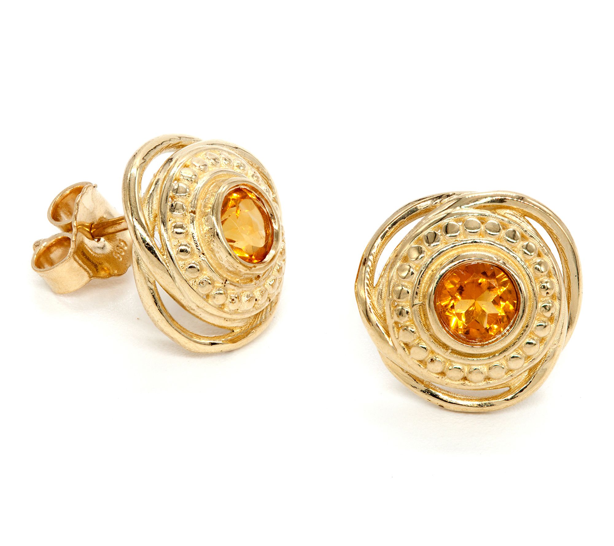 Adi Paz 14K Gold Textured Gemstone Earrings