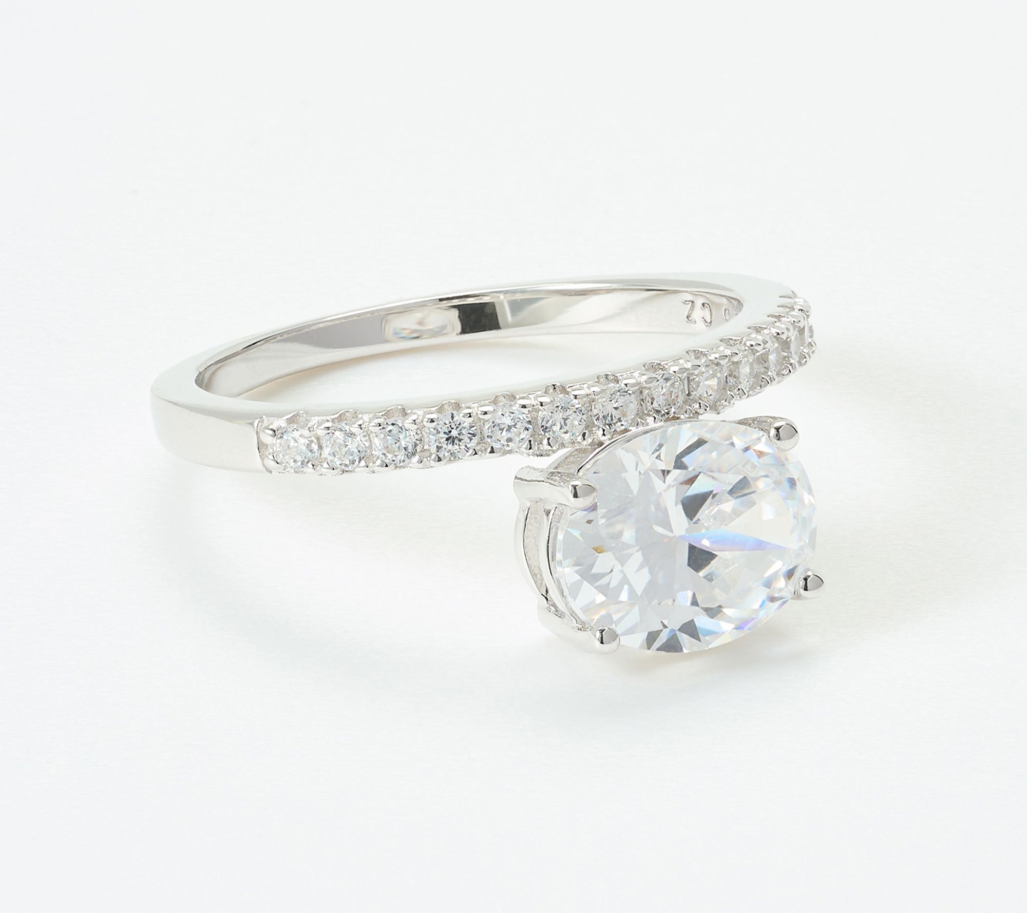 Diamonique x Jennifer Miller Oval Solitaire Ring, Sterling Silver