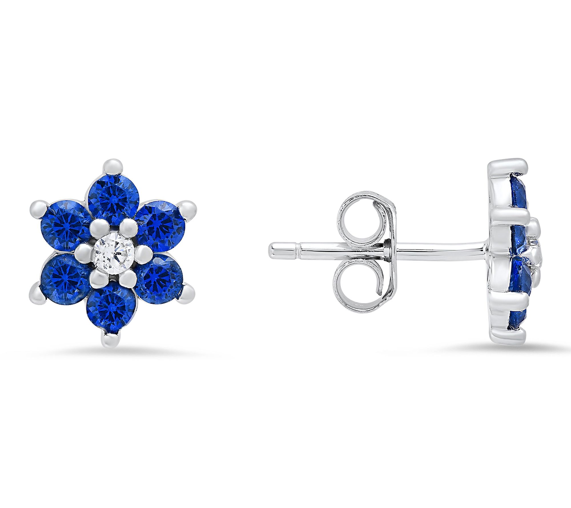 Diamonique Petite Floral Stud Earrings, Sterling Silver