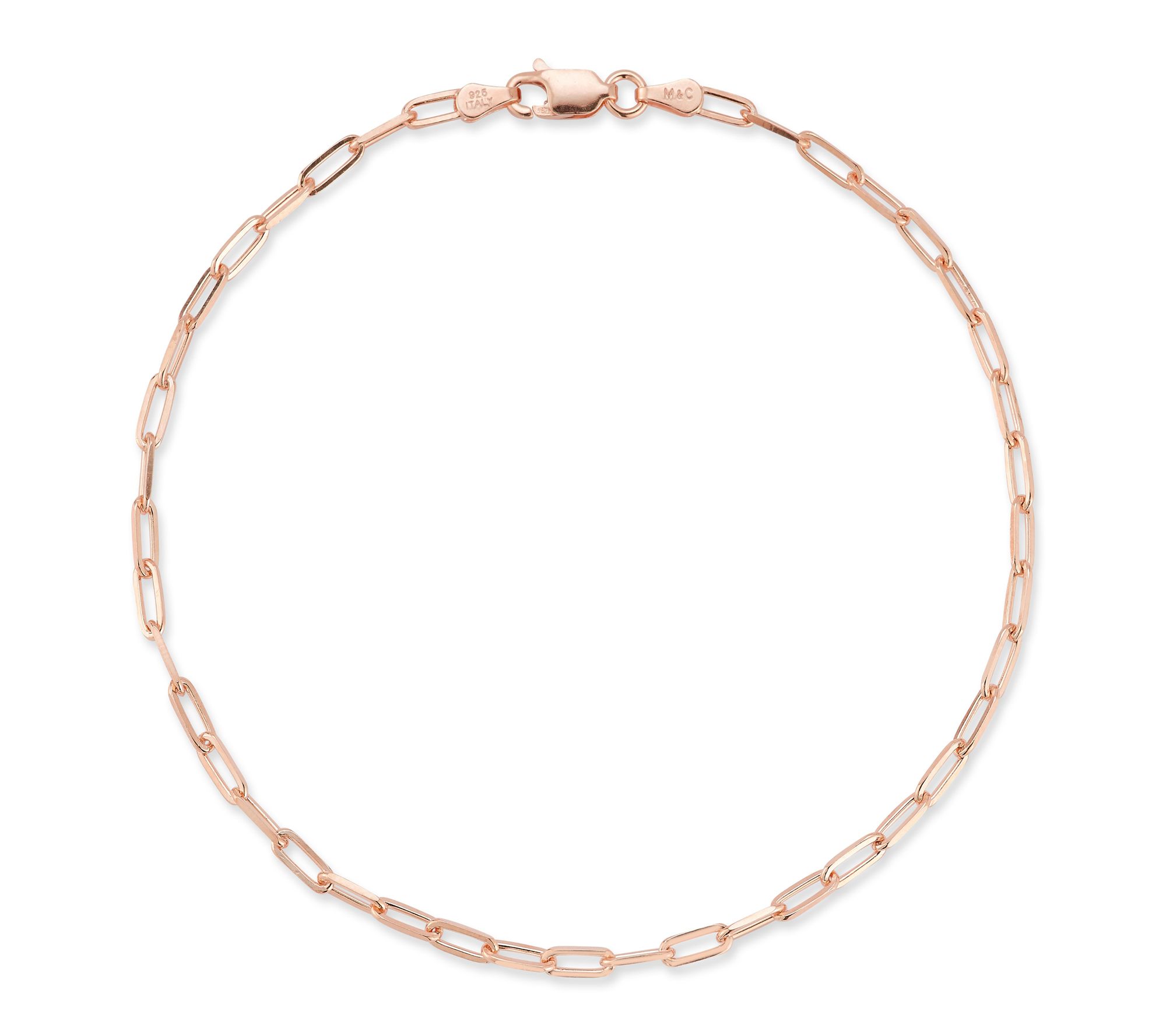Italian Silver 7" Paperclip Chain Bracelet, Sterling