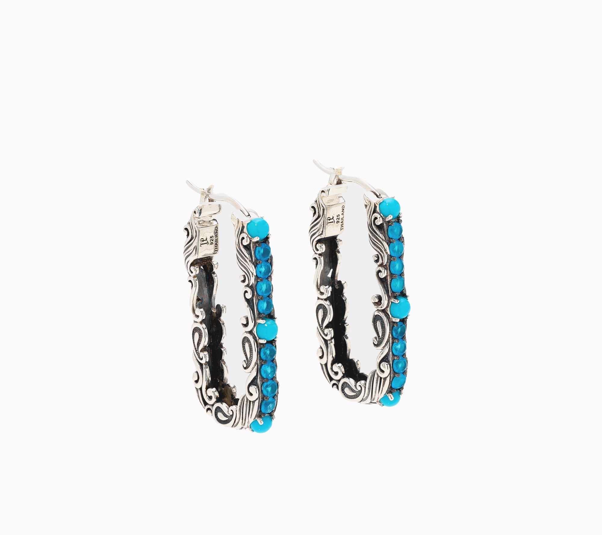 Third Person Sterling Silver Creative Soul Gemstone Hoop Earrings