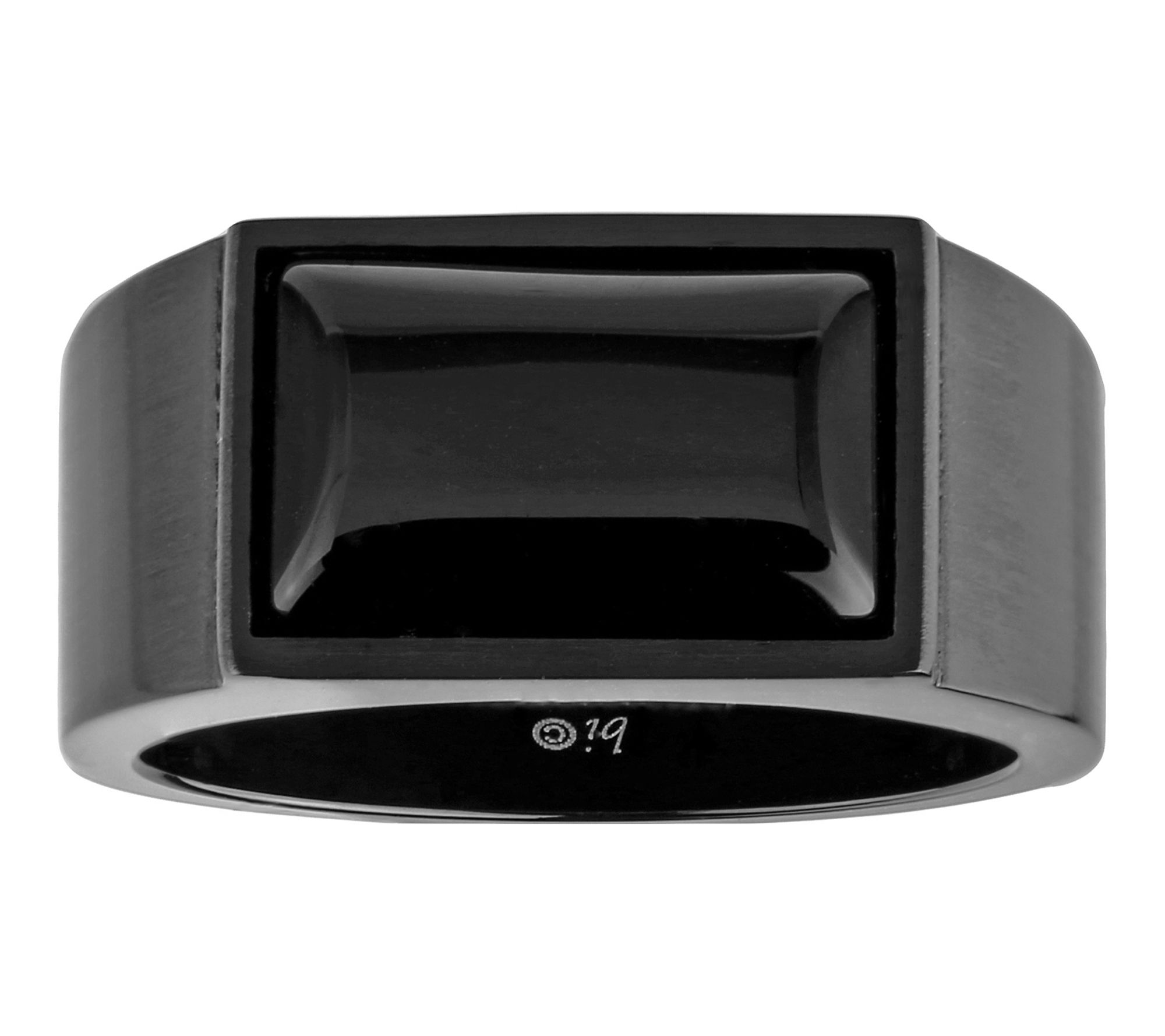 LYNX Men's Black IP Black Agate Ring